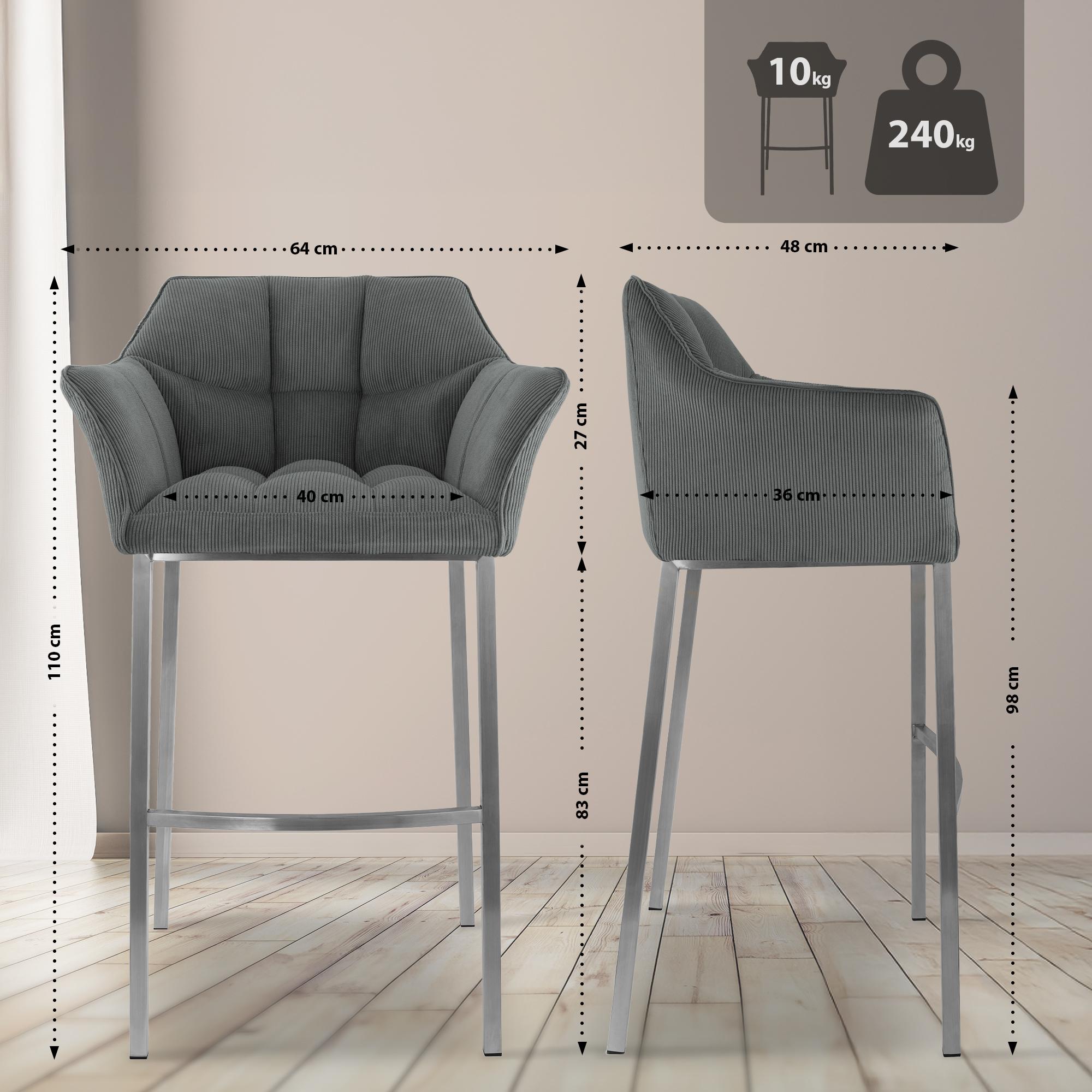 Barhocker Damaso E Cord mit 4-Fuß Gestell