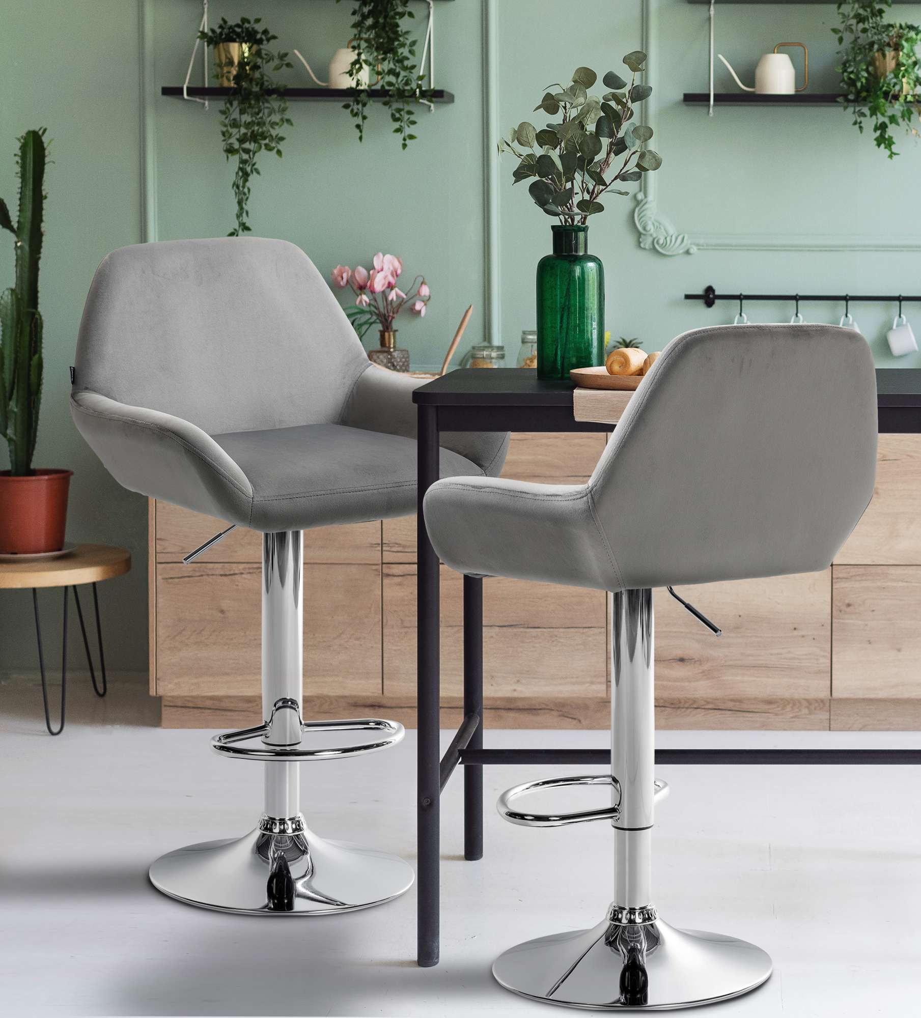 Barhocker Braga Samt chrom