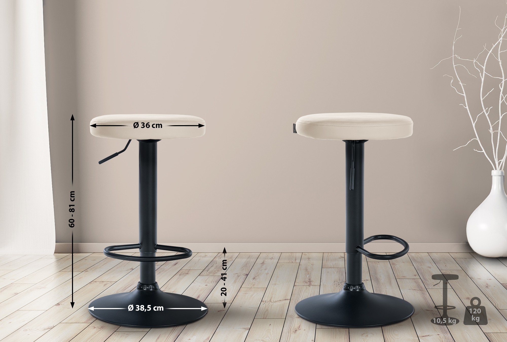 2er Set Barhocker Ponte Kunstleder schwarz