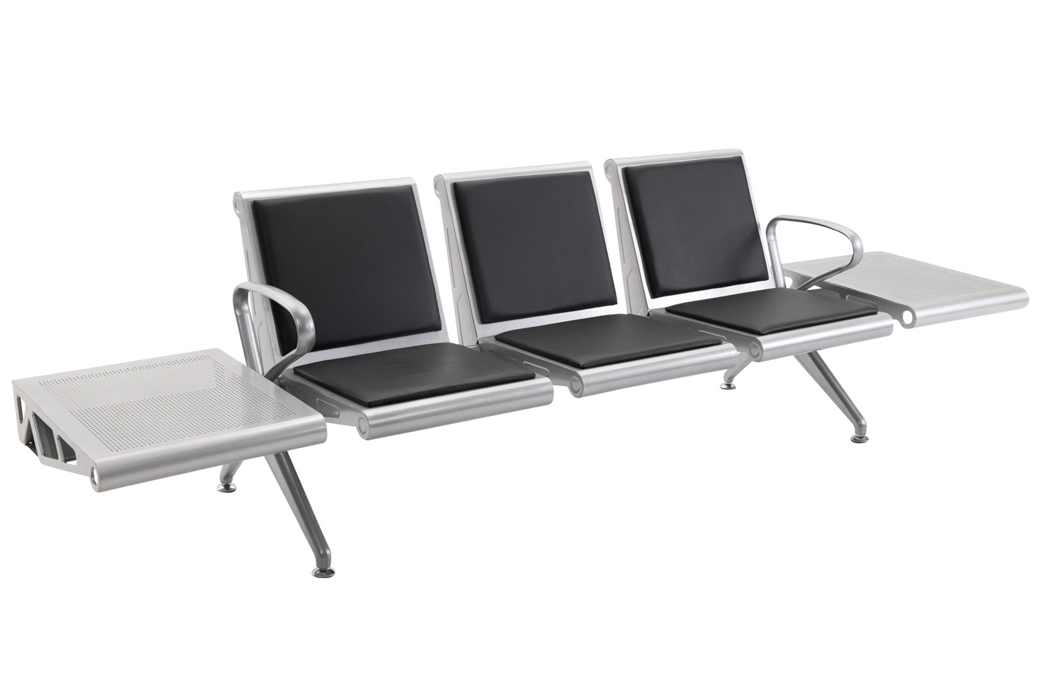 3er Wartebank Terminal Kunstleder mit Tische