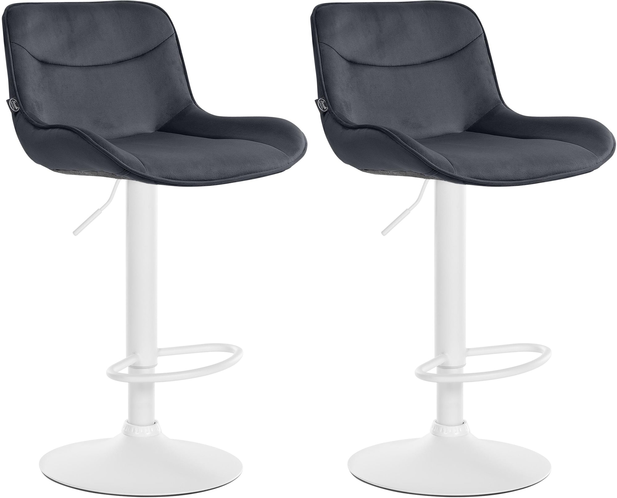 2er Set Barhocker Vonore Samt weiß