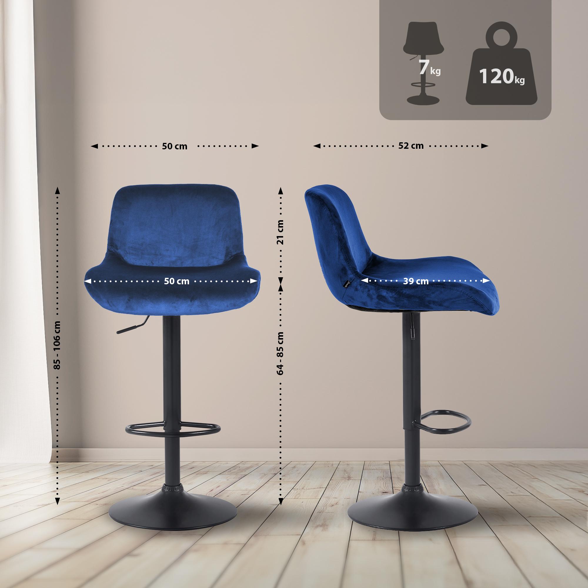 Barhocker Solon Schwarz Samt