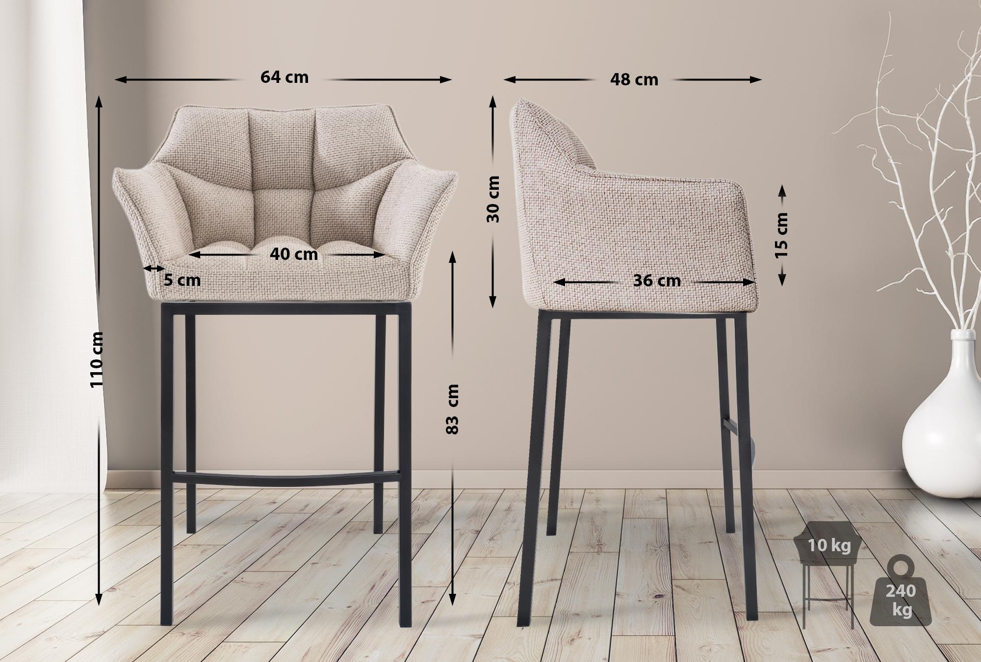 Barhocker Damaso B Stoff mit 4-Fuß Gestell