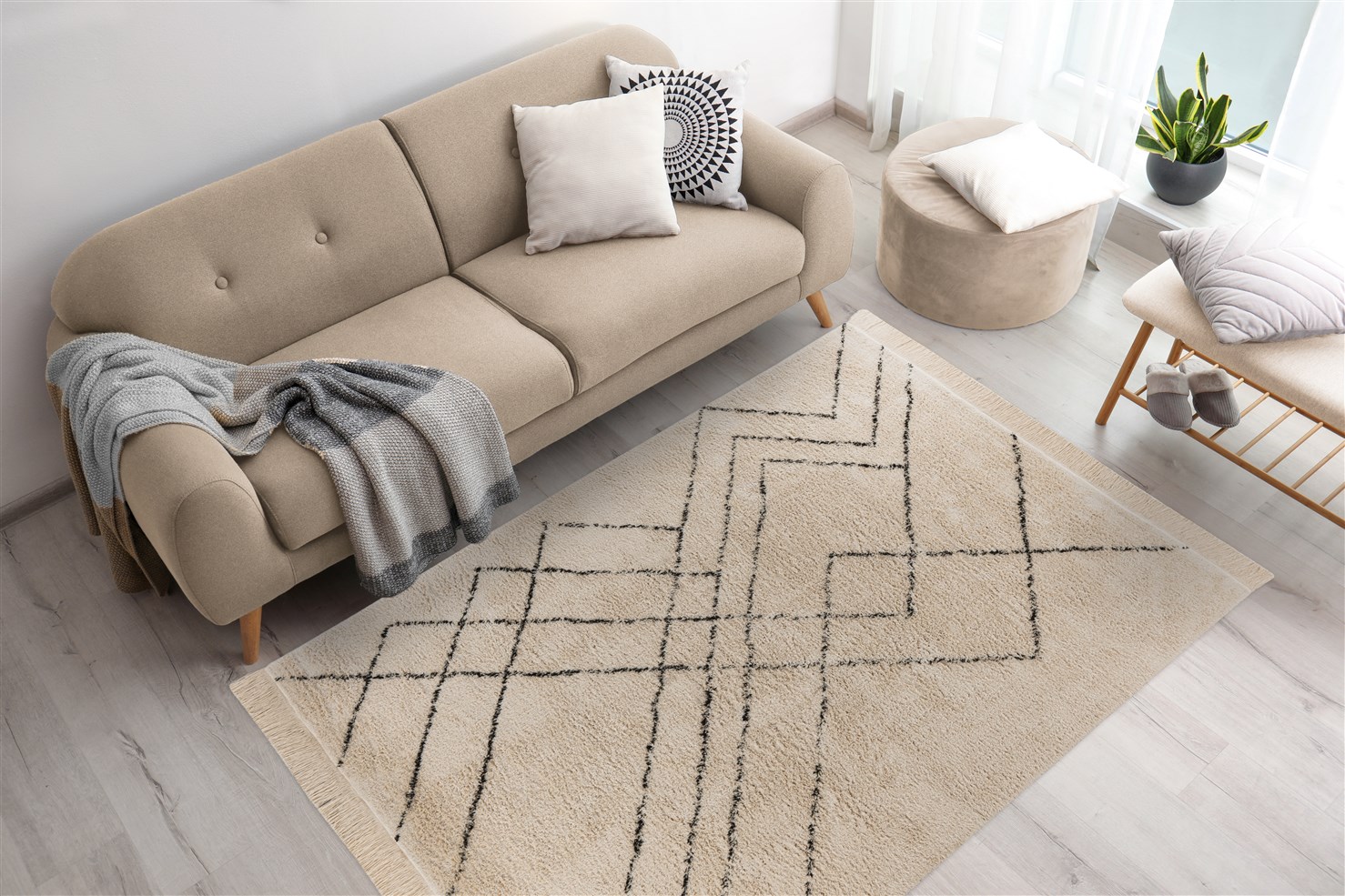 Teppich Mylen 625 Creme / Schwarz 120cm x 170cm