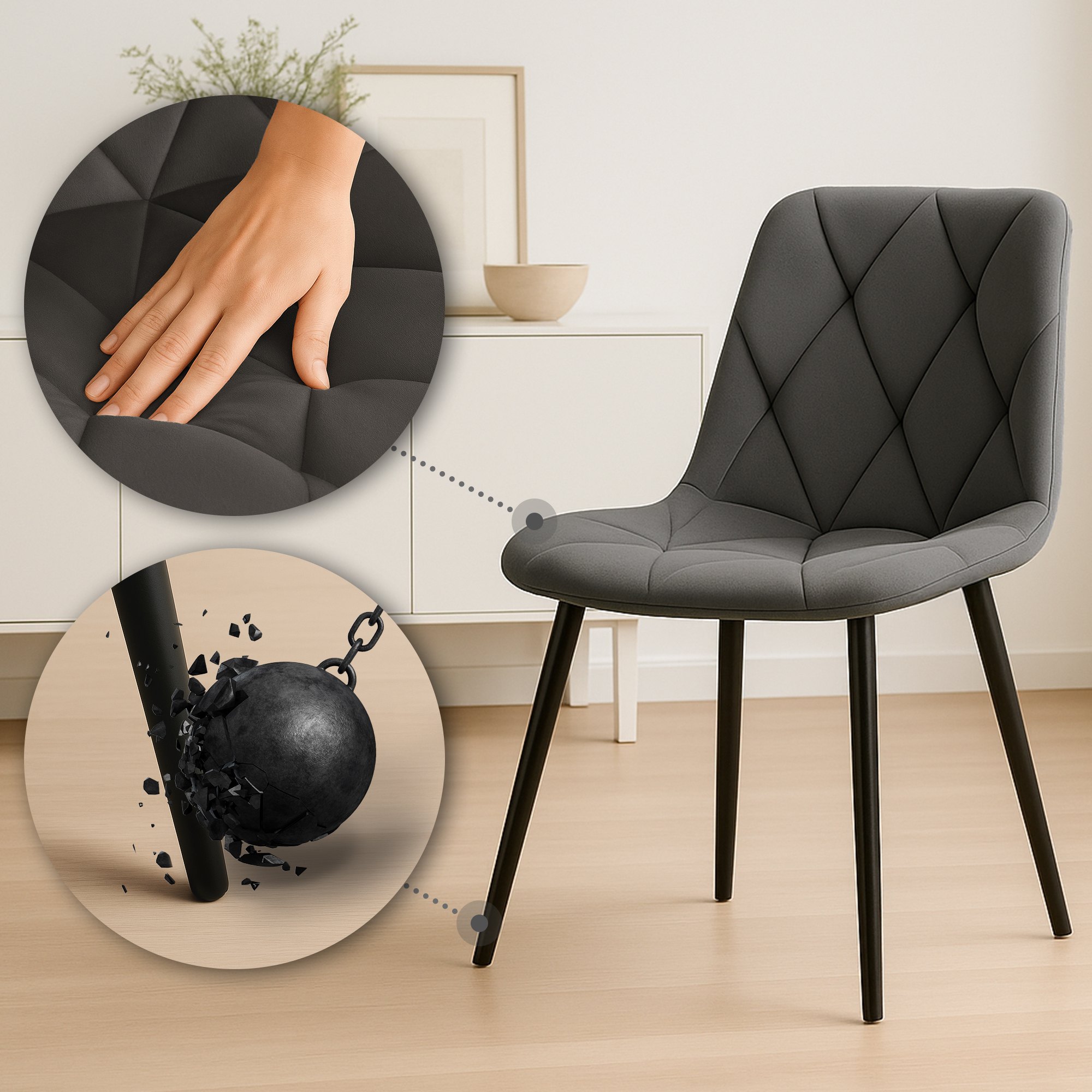 2er Set Esszimmerstuhl Clairton Samt