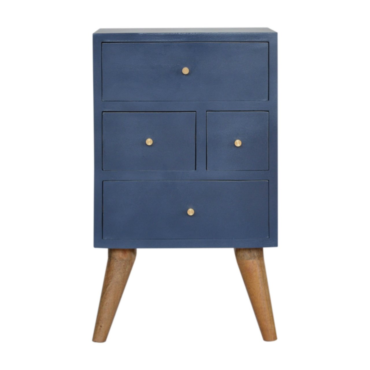Marineblauer Nachttisch mit 4 Schubladen
