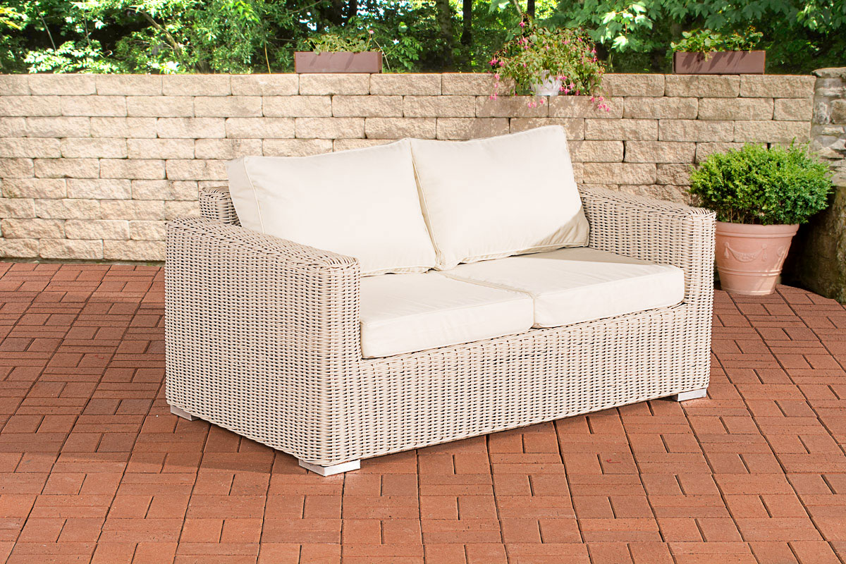 2er-Sofa Bilbao / Madeira Cremeweiss