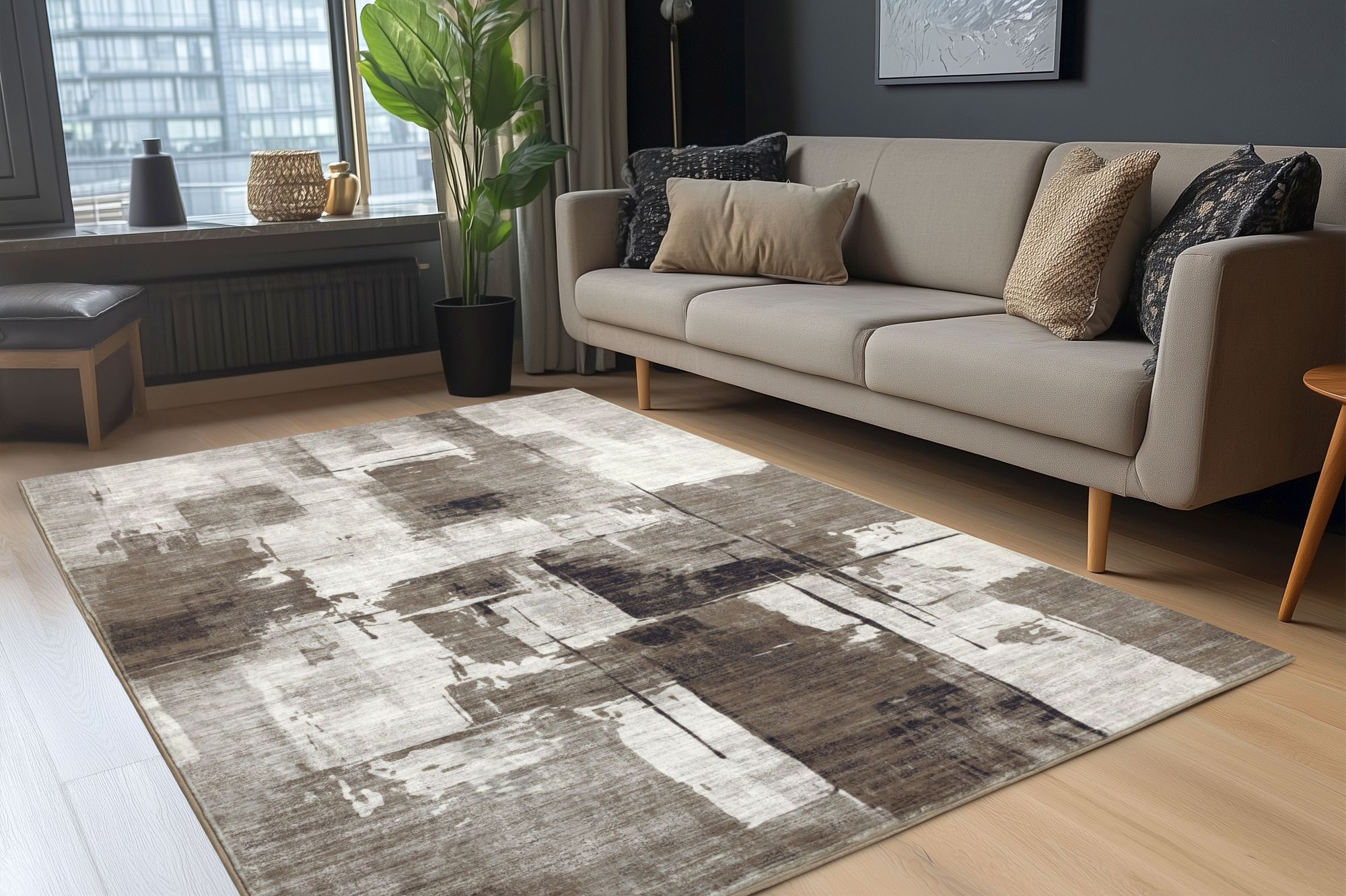 Modernes Design-Teppich Taupe