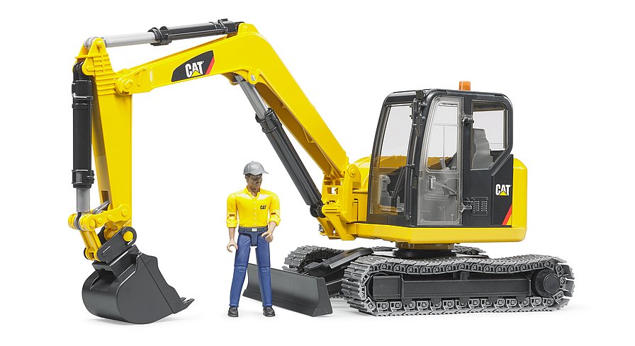 BRUDER Modelle & Fahrzeuge Bruder 02466 - Cat Minibagger mit Bauarbeiter