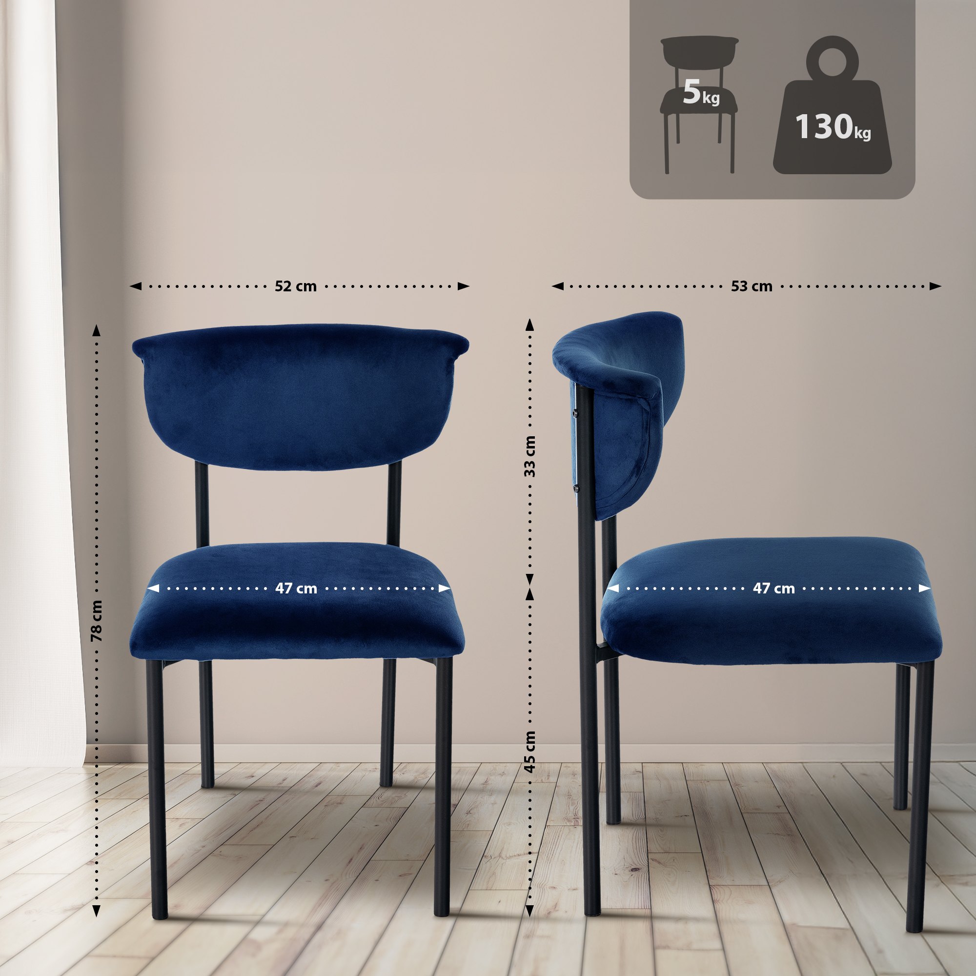 2er Set Besucherstuhl Gambell Samt