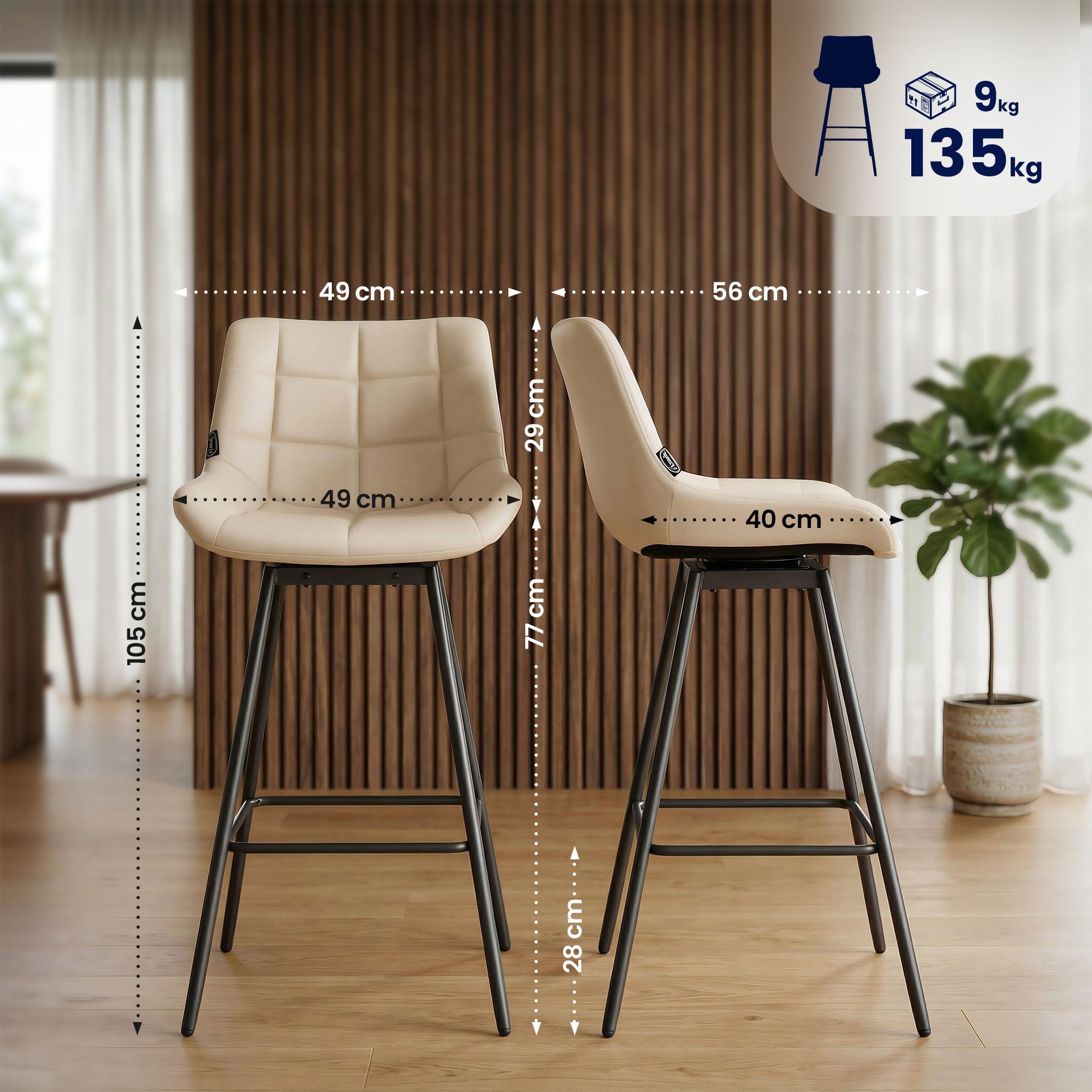 Barhocker Weston Schwenkbar Kunstleder