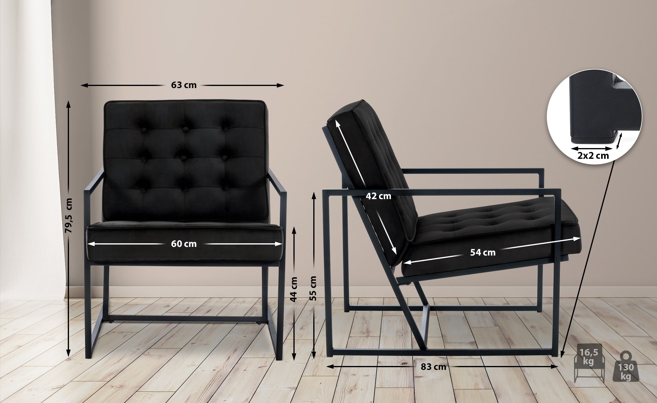 CLP Trading GmbH Lounger Avon Samt – Ansicht 2