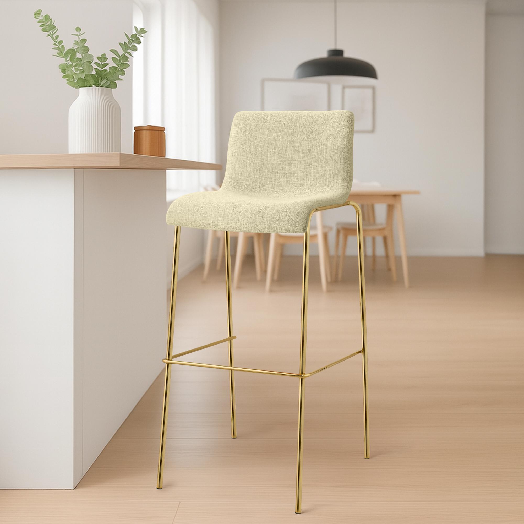 Barhocker Hoover Stoff 4-Fuß Gold