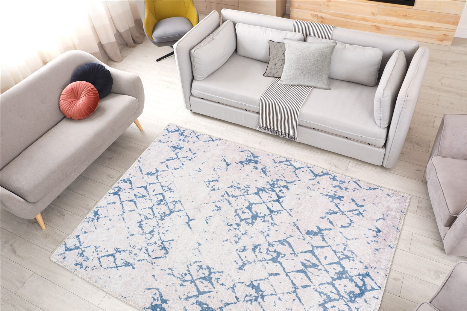Teppich Peron 425 Weiß / Blau 80cm x 150cm