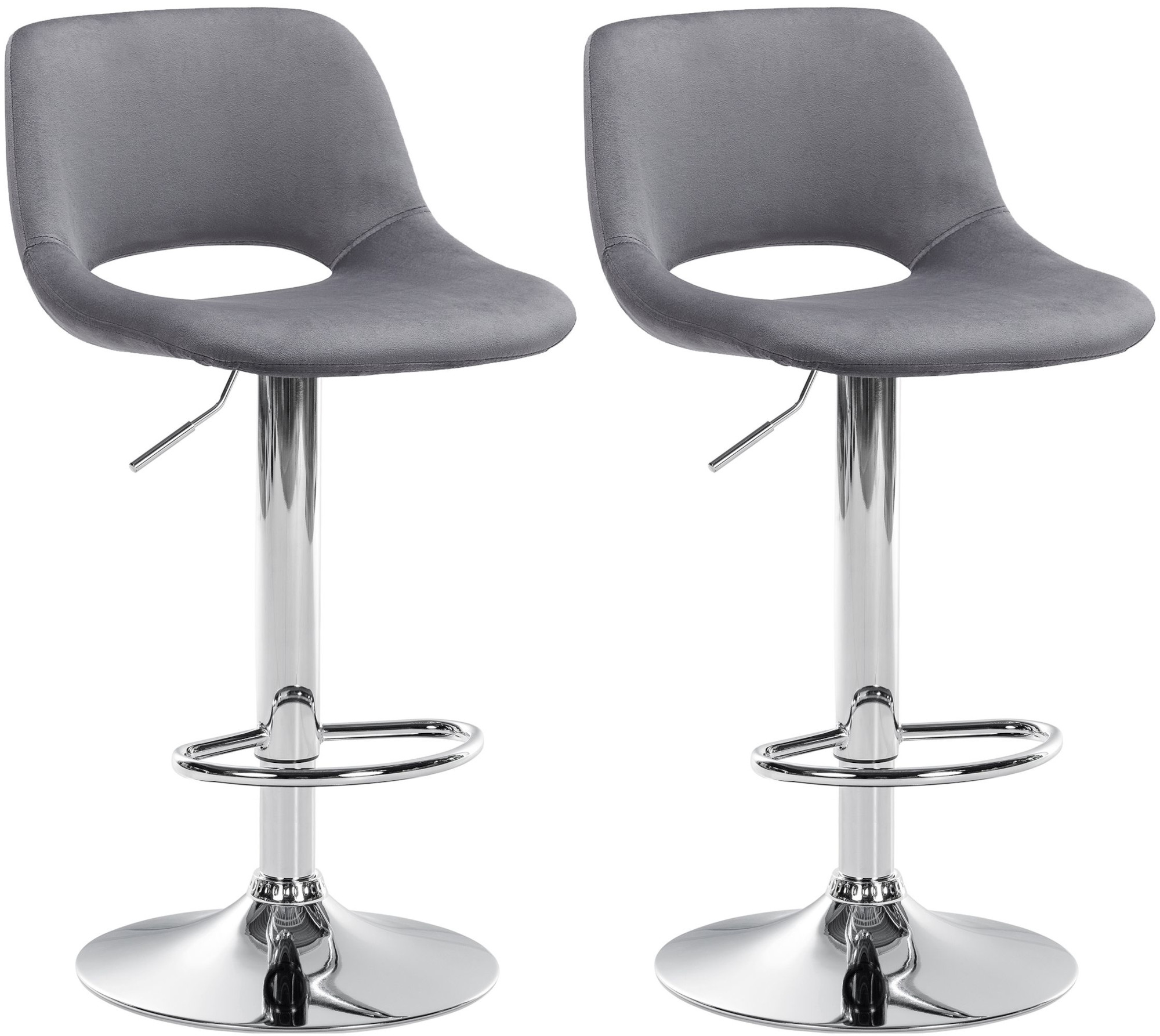 2er Set Barhocker Camden Samt chrom