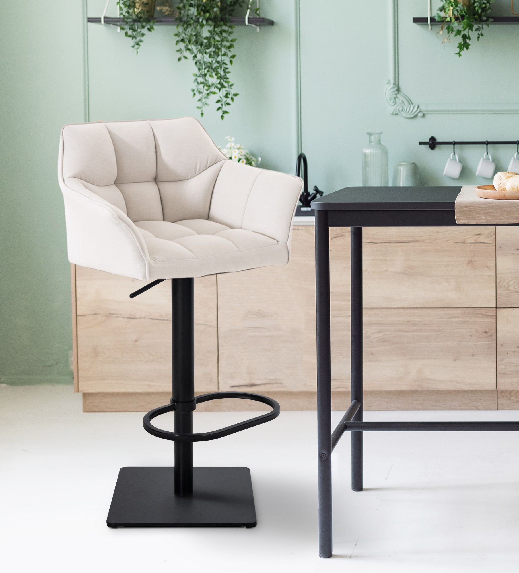 2er Set Barhocker Damaso Stoff schwarz