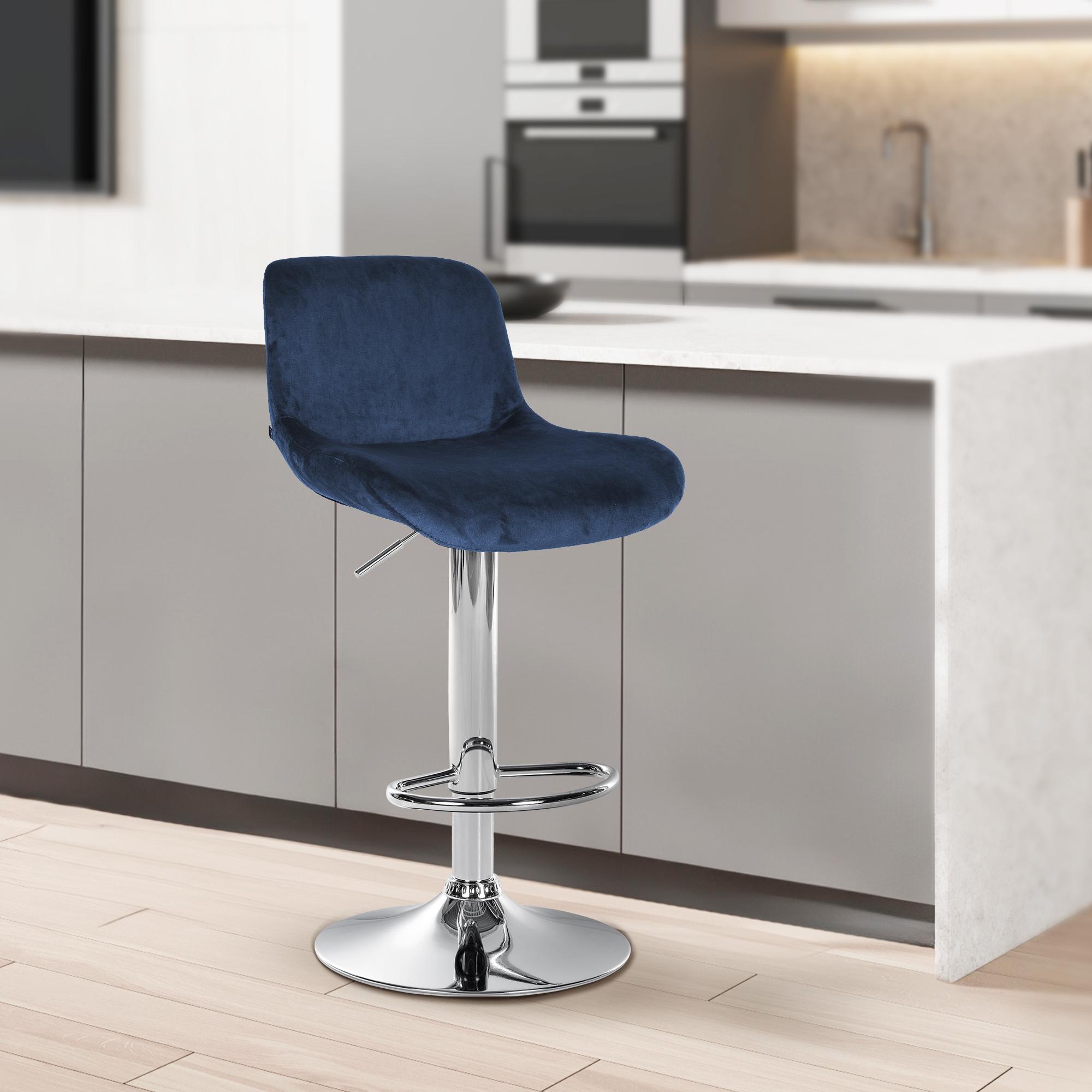 2er Set Barhocker Solon Chrom Samt
