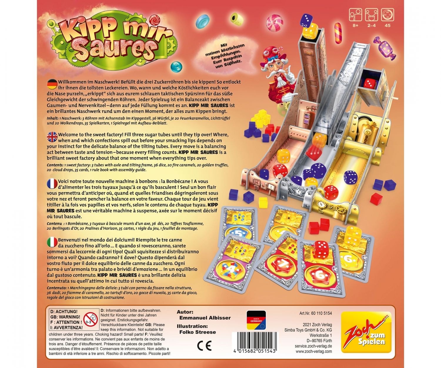 Zoch Verlag Unterhaltungsspiele Zoch - Kipp mir Saures - Würfelspiel