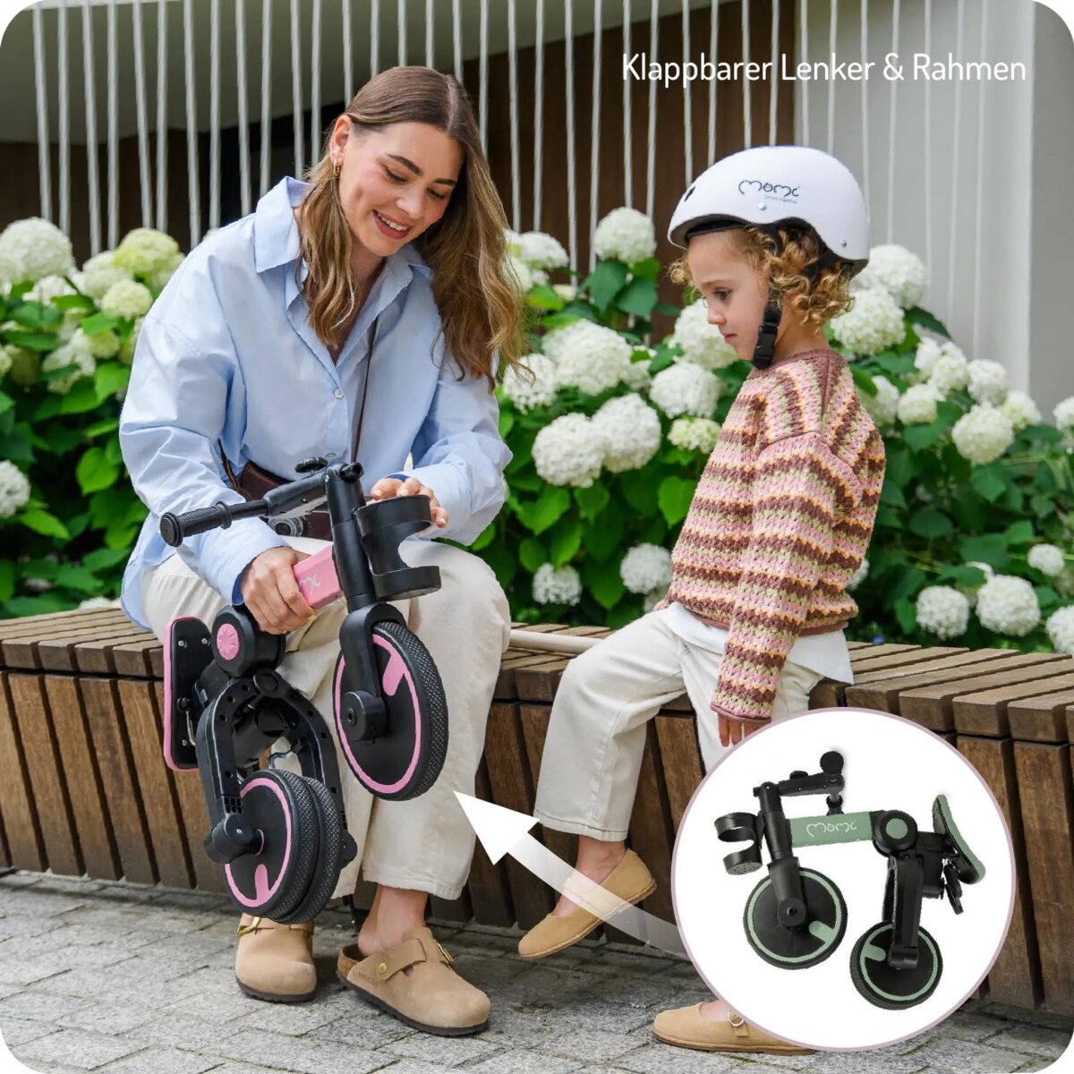 TelForceOne S.A. MoMi FILO 3-in-1 Kinderdreirad – klappbar per Knopfdruck, höhenverstellbarer Lenker und Sattel, für Kinder ab 1 Jahr in verschiedenen Farben – Ansicht 6