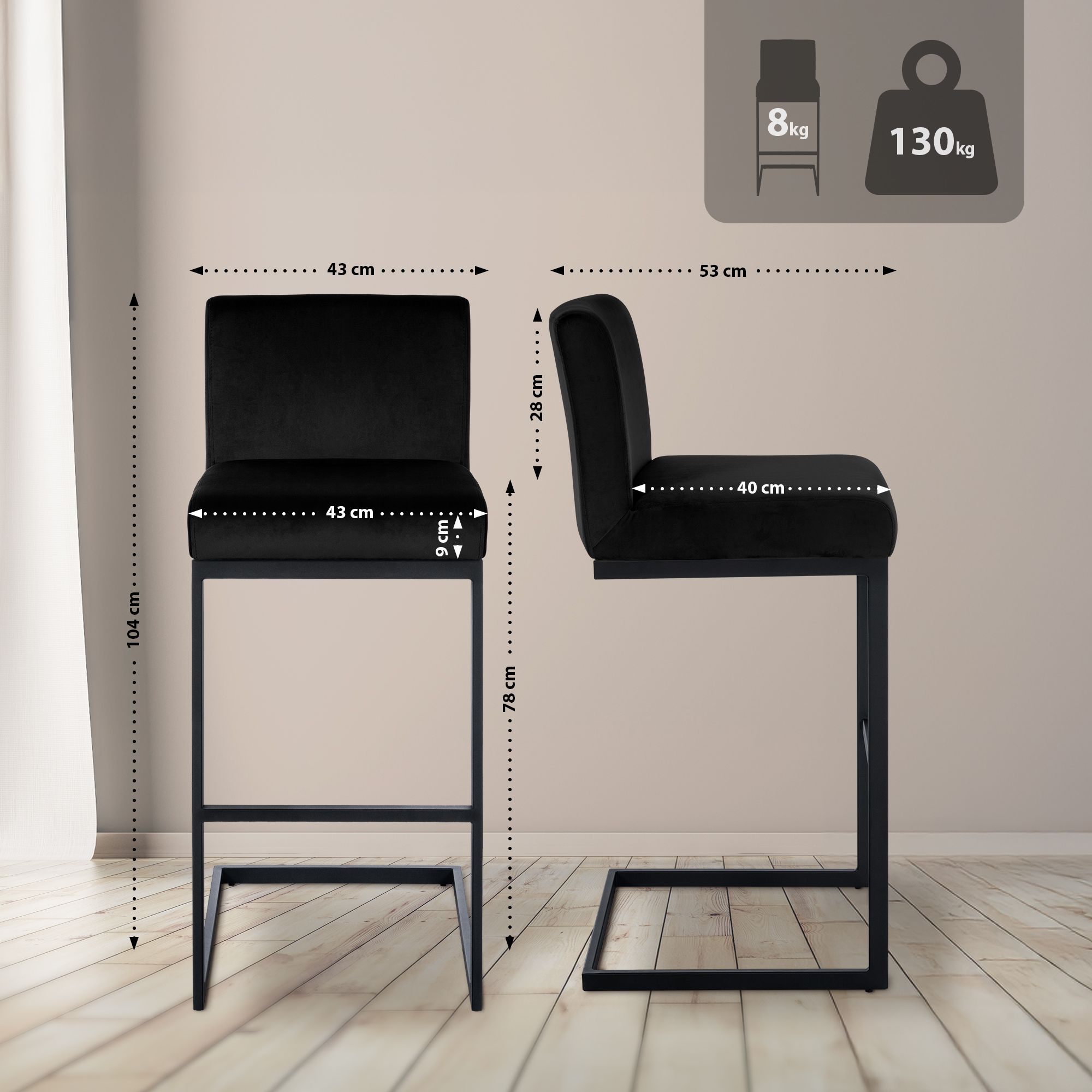 Barhocker Hopewell Samt B