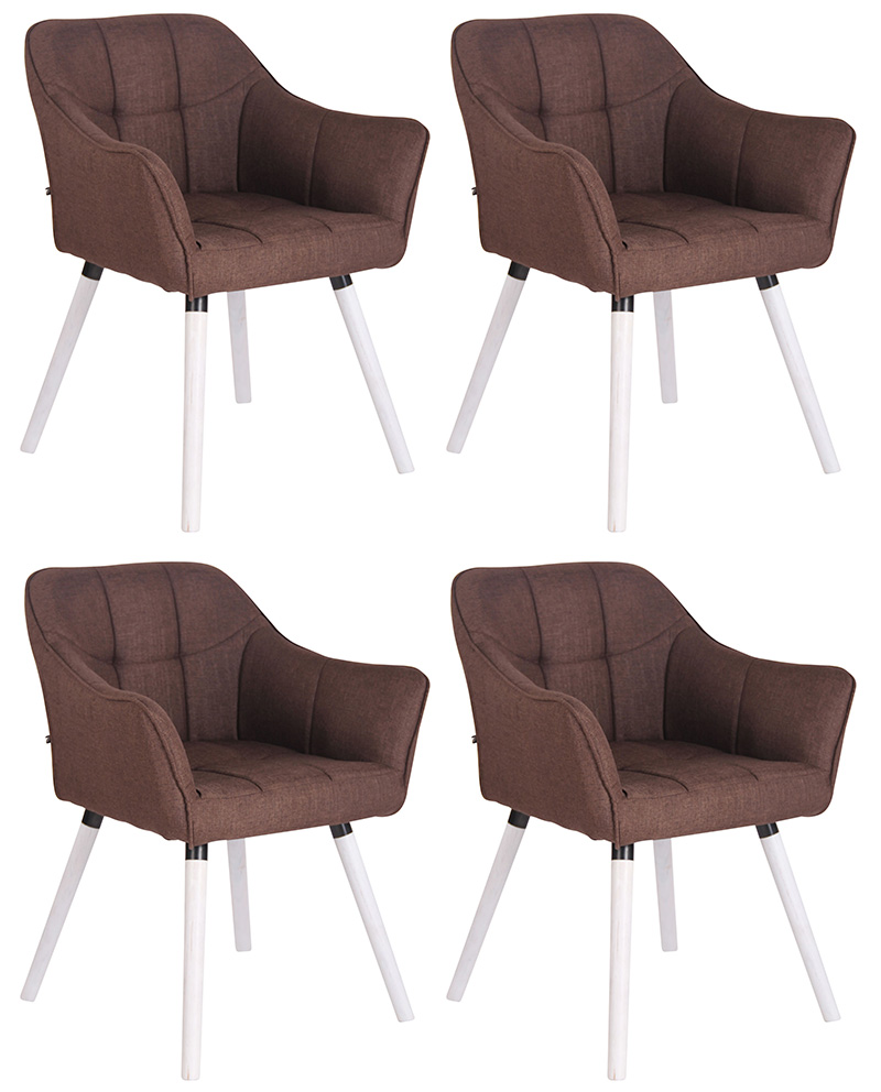 4er Set Esszimmerstuhl Falun Stoff weiß