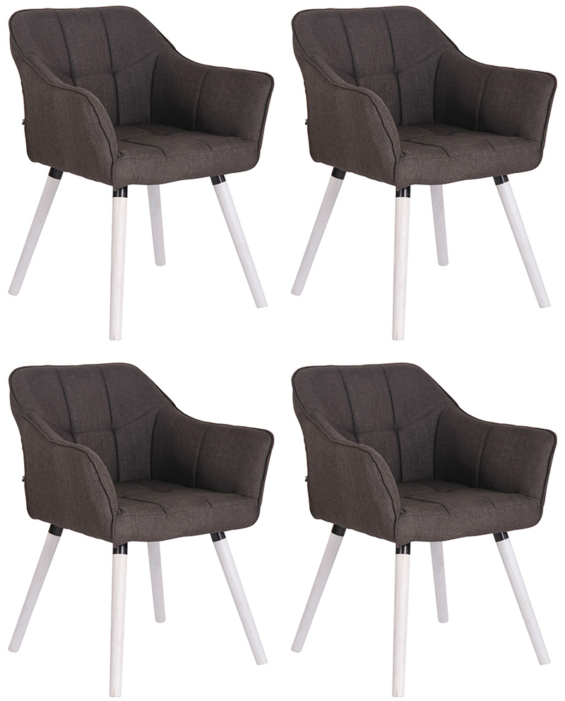 4er Set Esszimmerstuhl Falun Stoff weiß