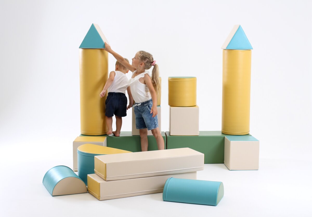 IGLU Softplay PEPI RER SIA IGLU SET 19X Fortress - Pastell-Türkis/Beige/Grün/Honigfarben - Schaumstoffbaustein-Set Festung/Burg für Kinder – Ansicht 18