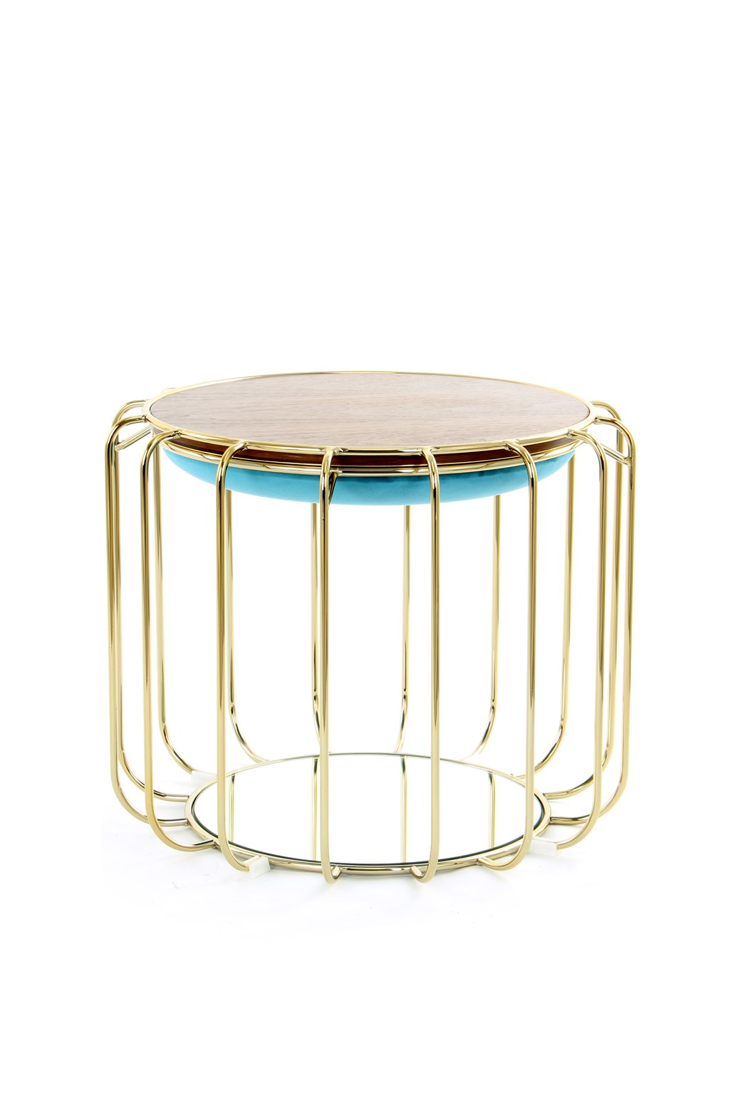 Beistelltisch Beistelltisch / Pouf Comfortable 110 Türkis / Gold
