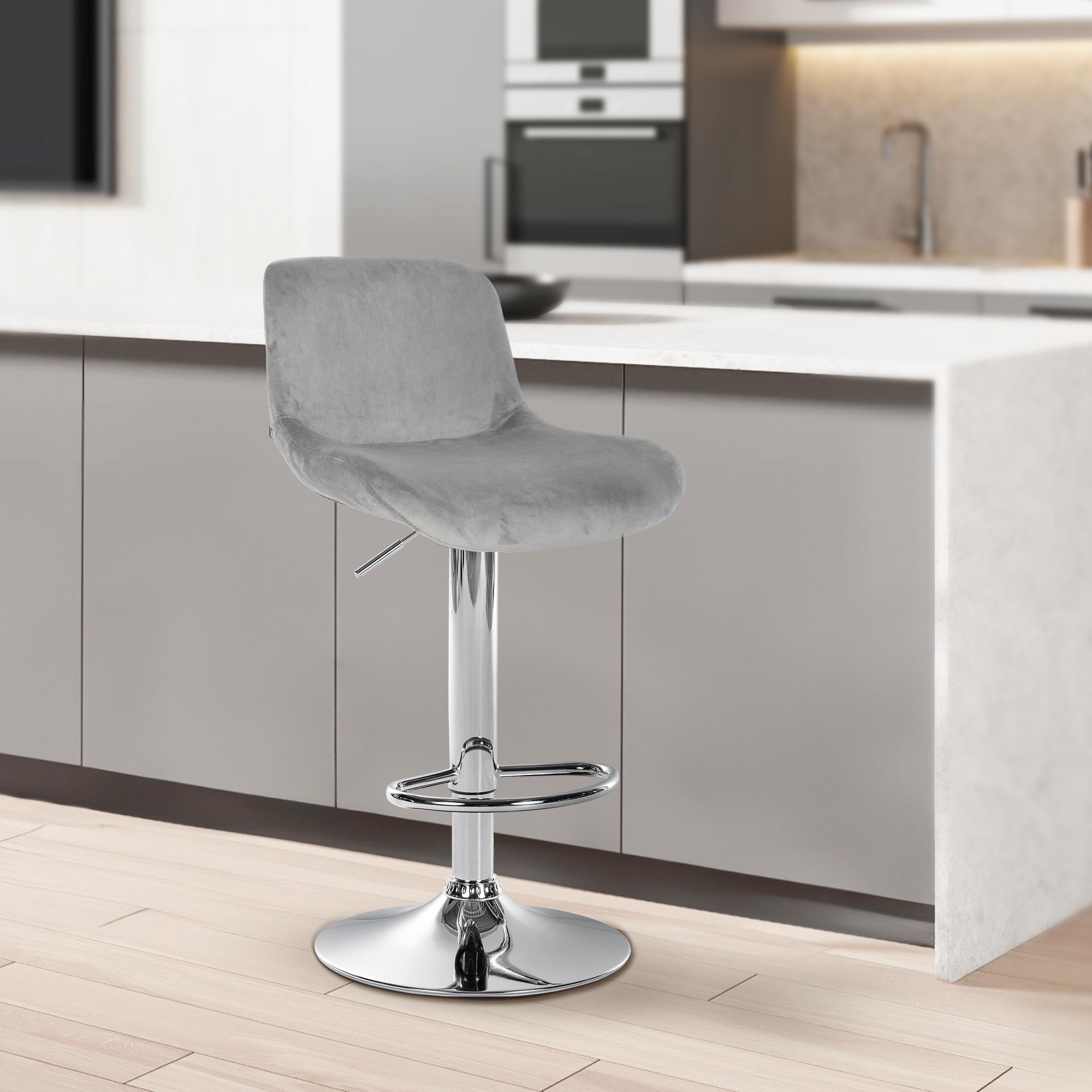 2er Set Barhocker Solon Chrom Samt