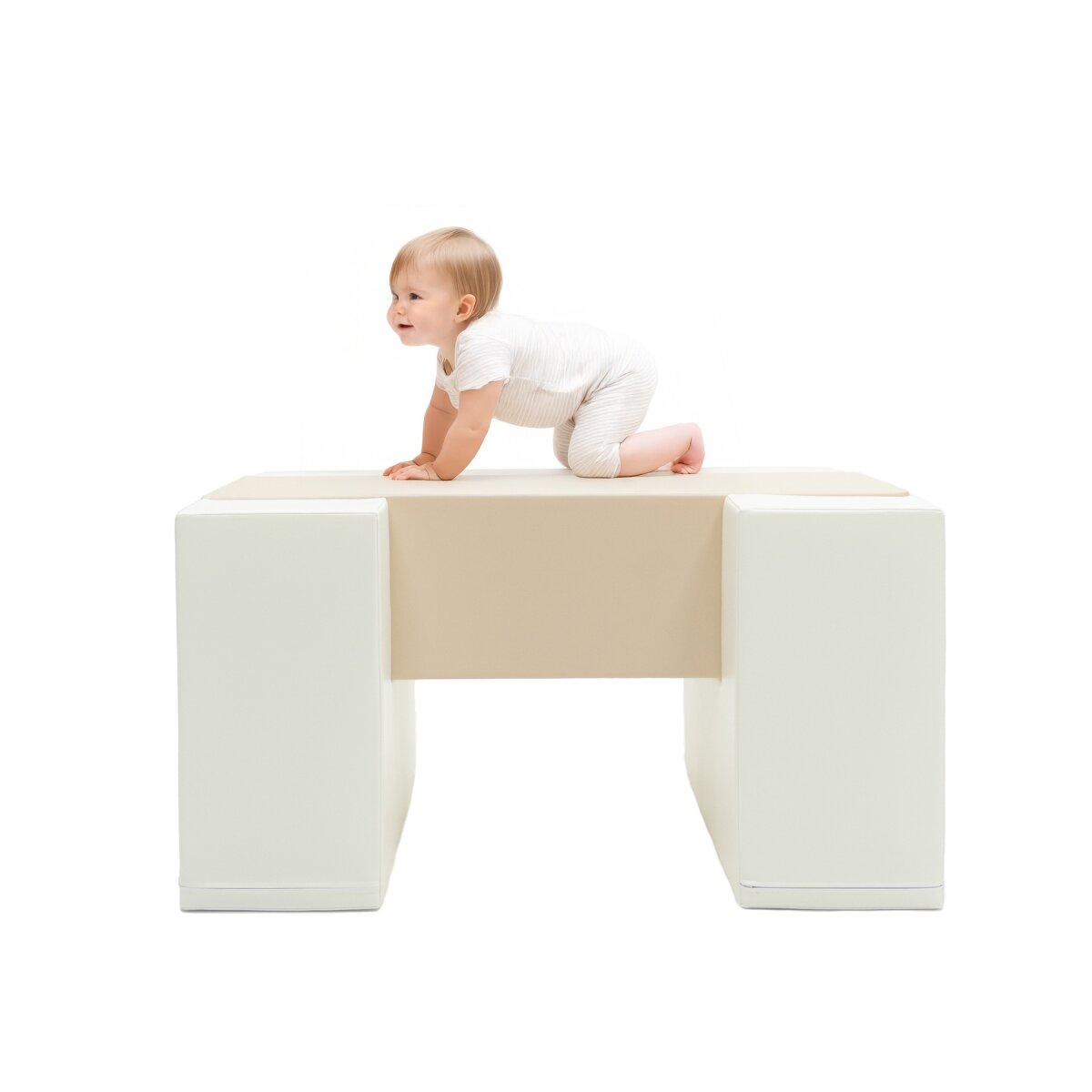 IGLU SET Balance Bridge 3 - Weiß/Beige - Bunte Balance-Brücke aus Schaumstoffbausteinen für Kinder