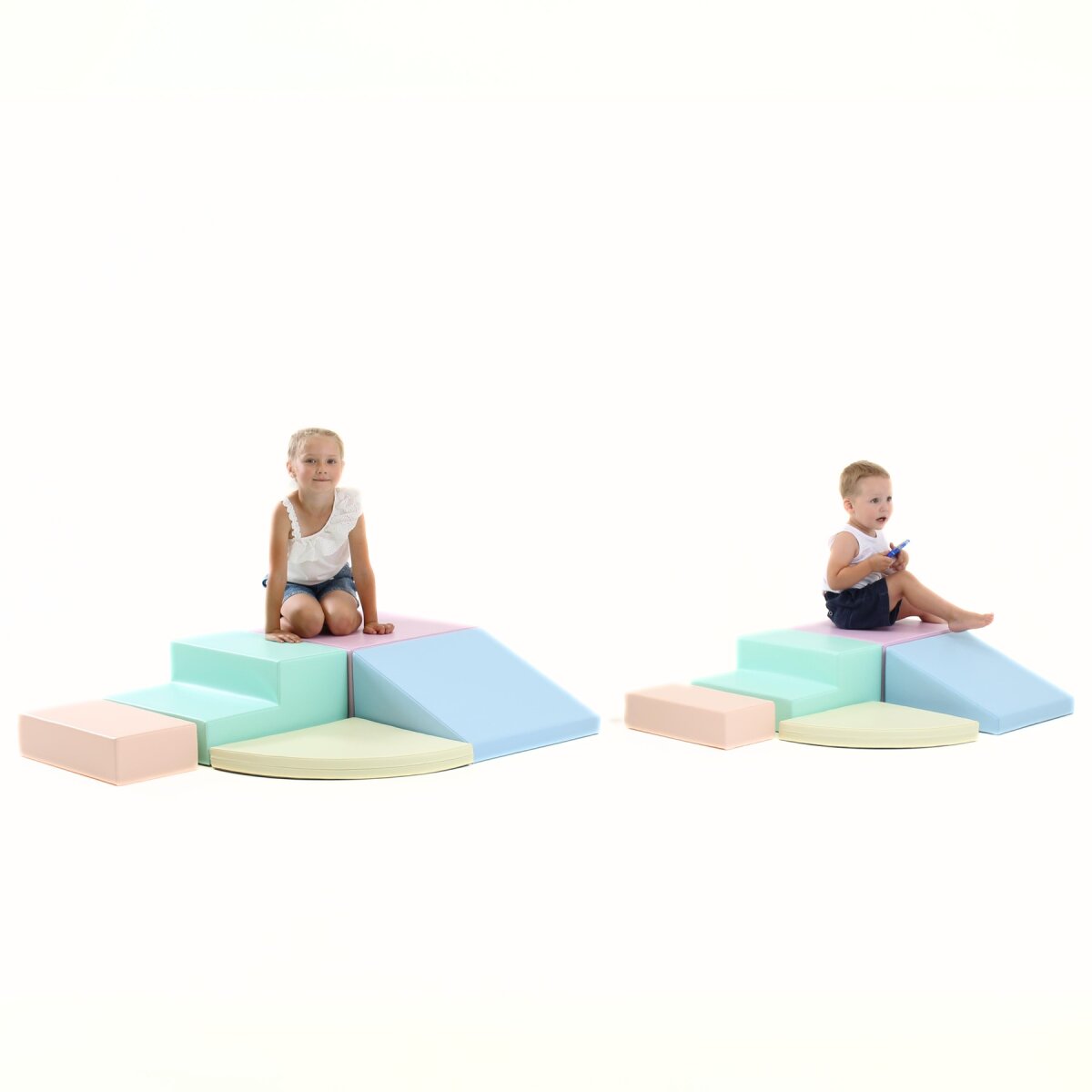 IGLU Großes Party Set aus mehreren bunten Schaumstoff-Spielmodulen - Helles Pastell - mit Rampe, Rutsche und Ballbecken,für Kinder