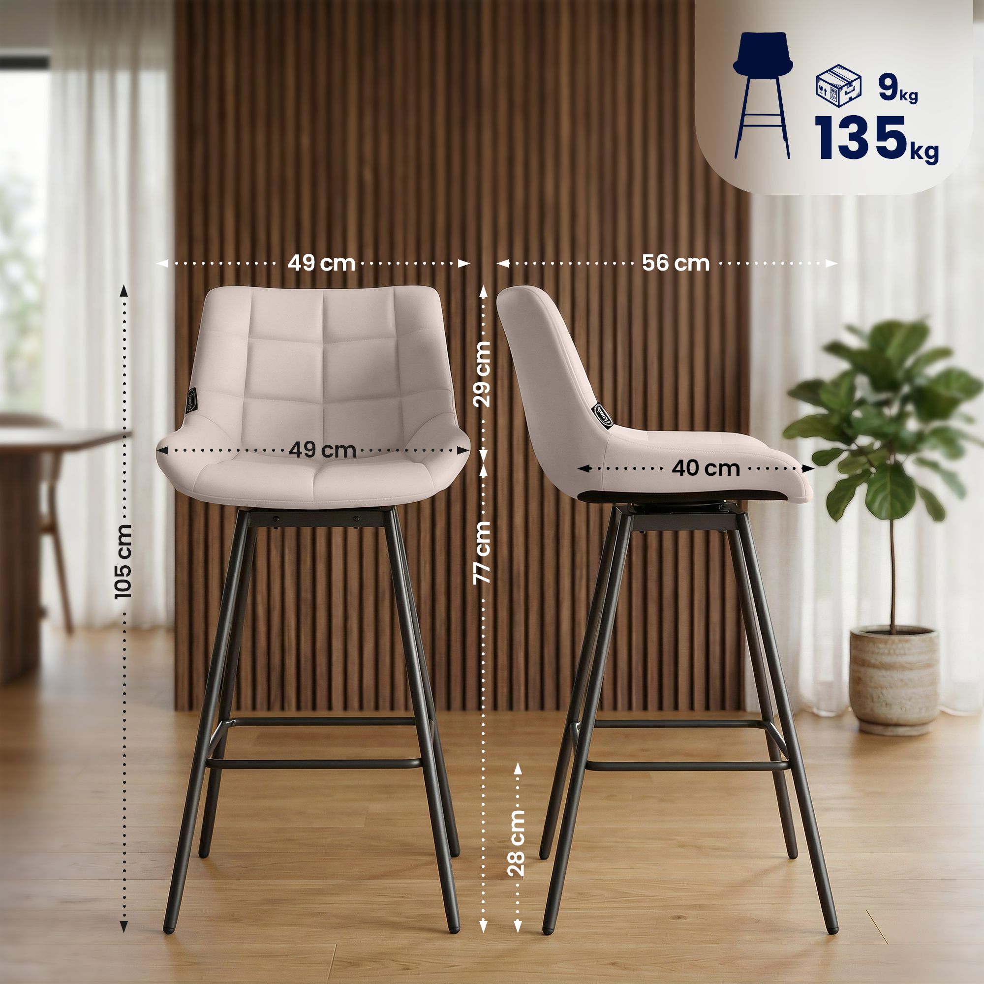Barhocker Weston Schwenkbar Kunstleder