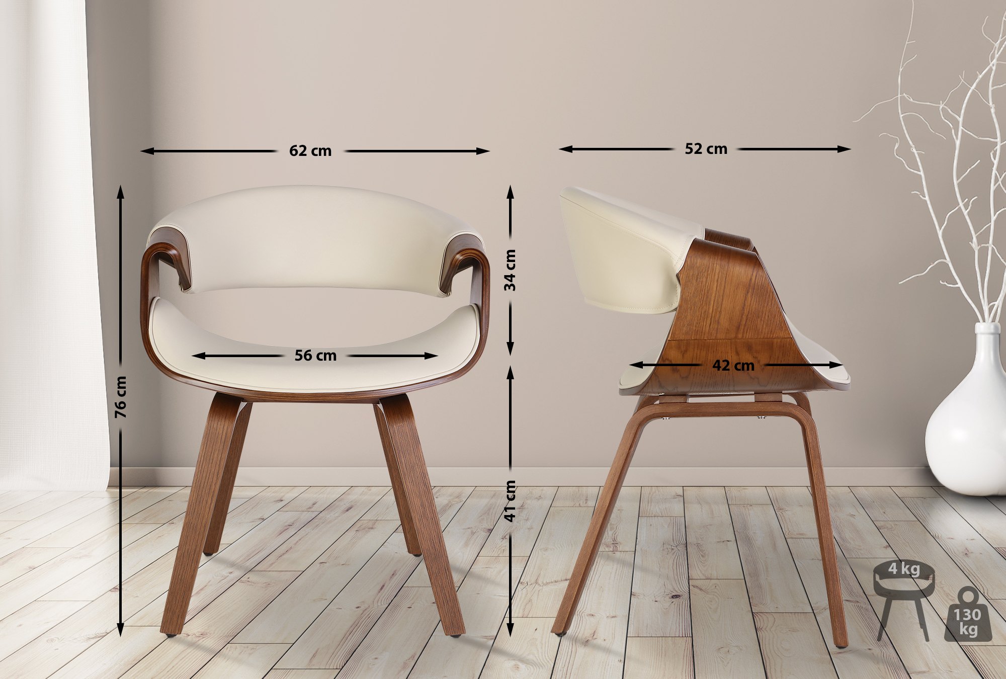 2er Set Esszimmerstuhl Foley Kunstleder