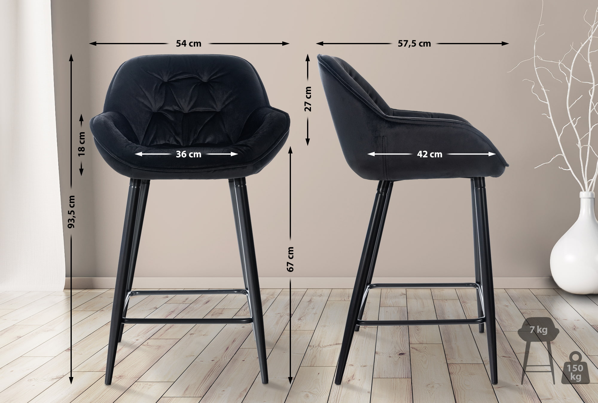 2er Set Barhocker Gibson Samt