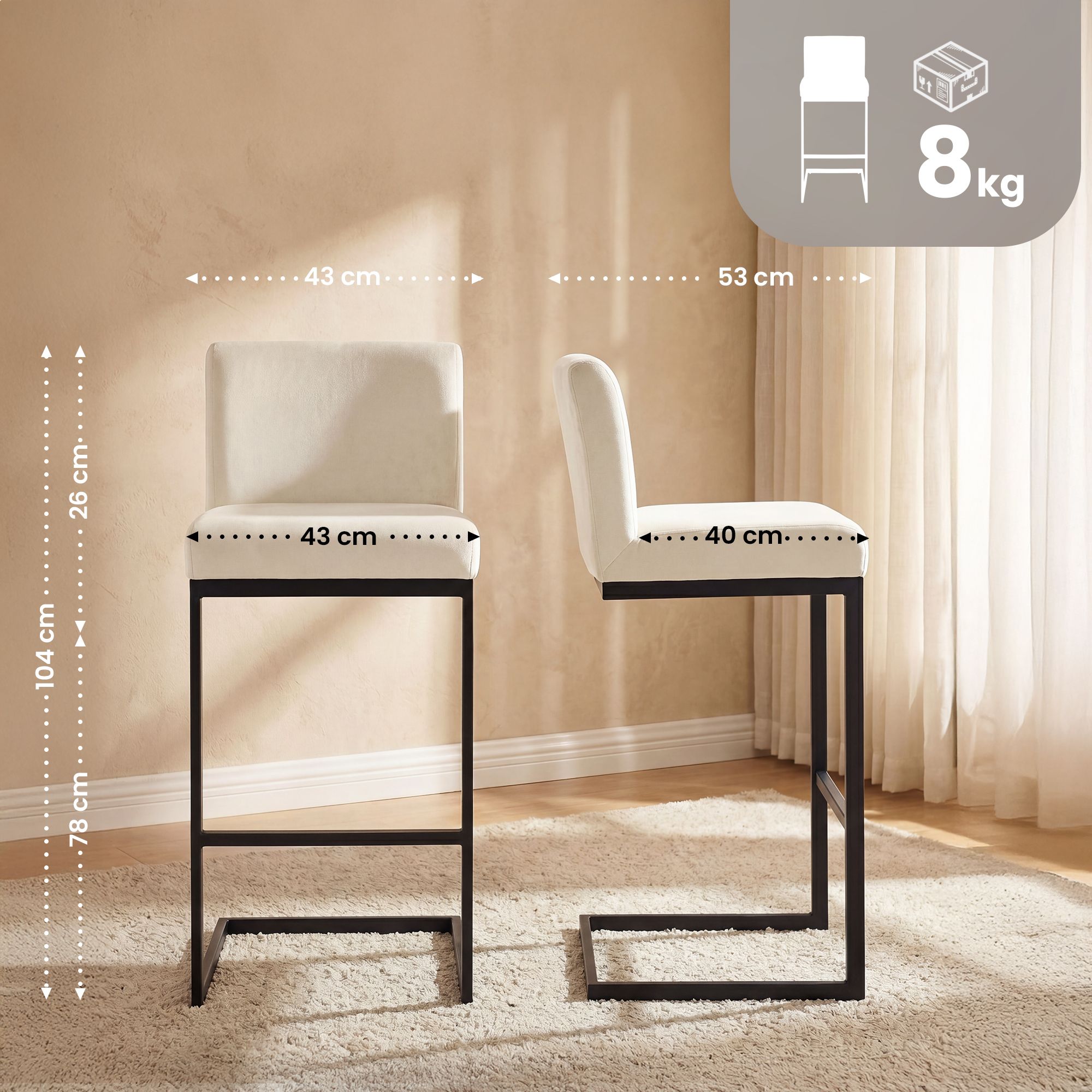 2er Set Barhocker Hopewell Samt B