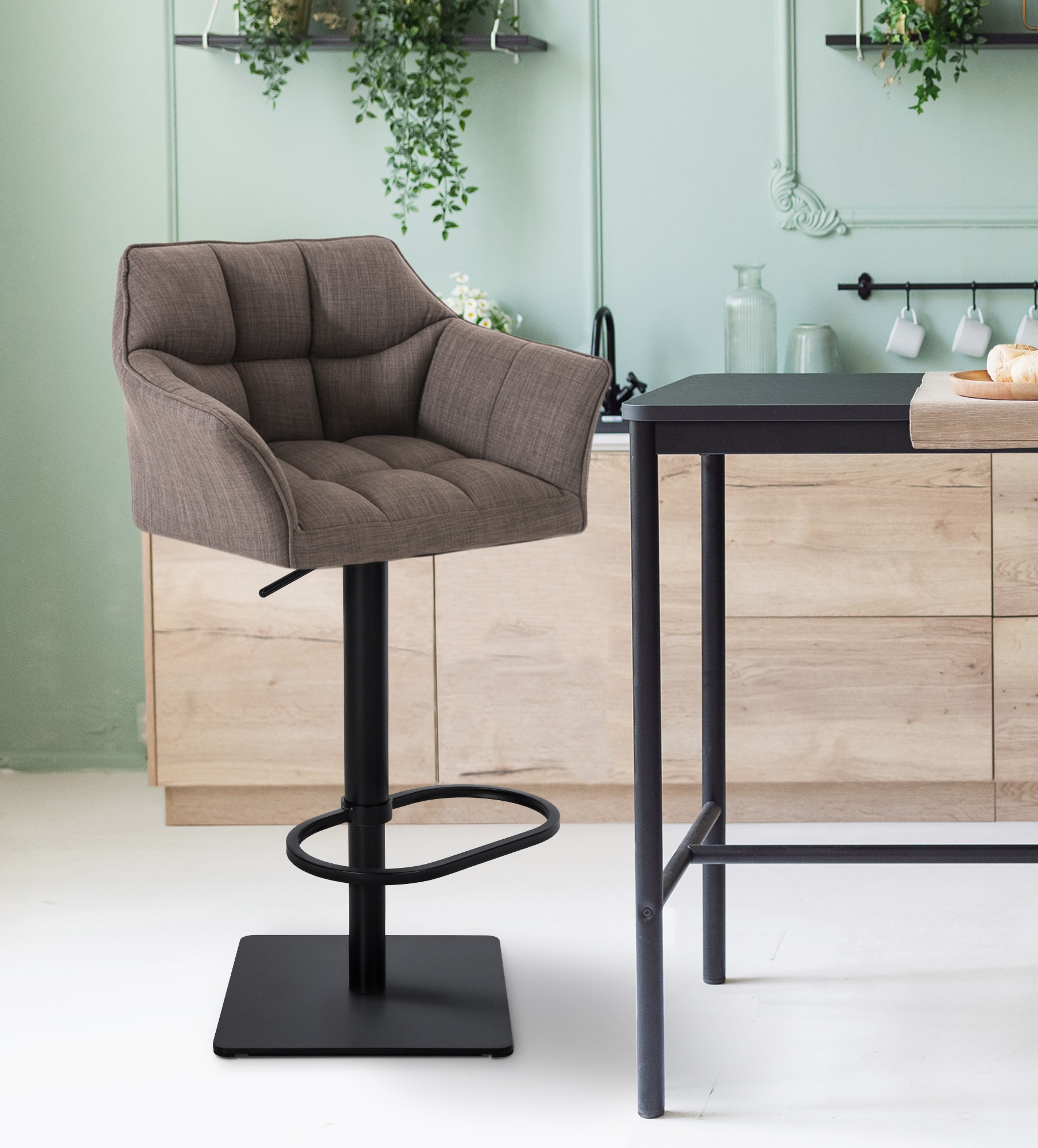 2er Set Barhocker Damaso Stoff schwarz