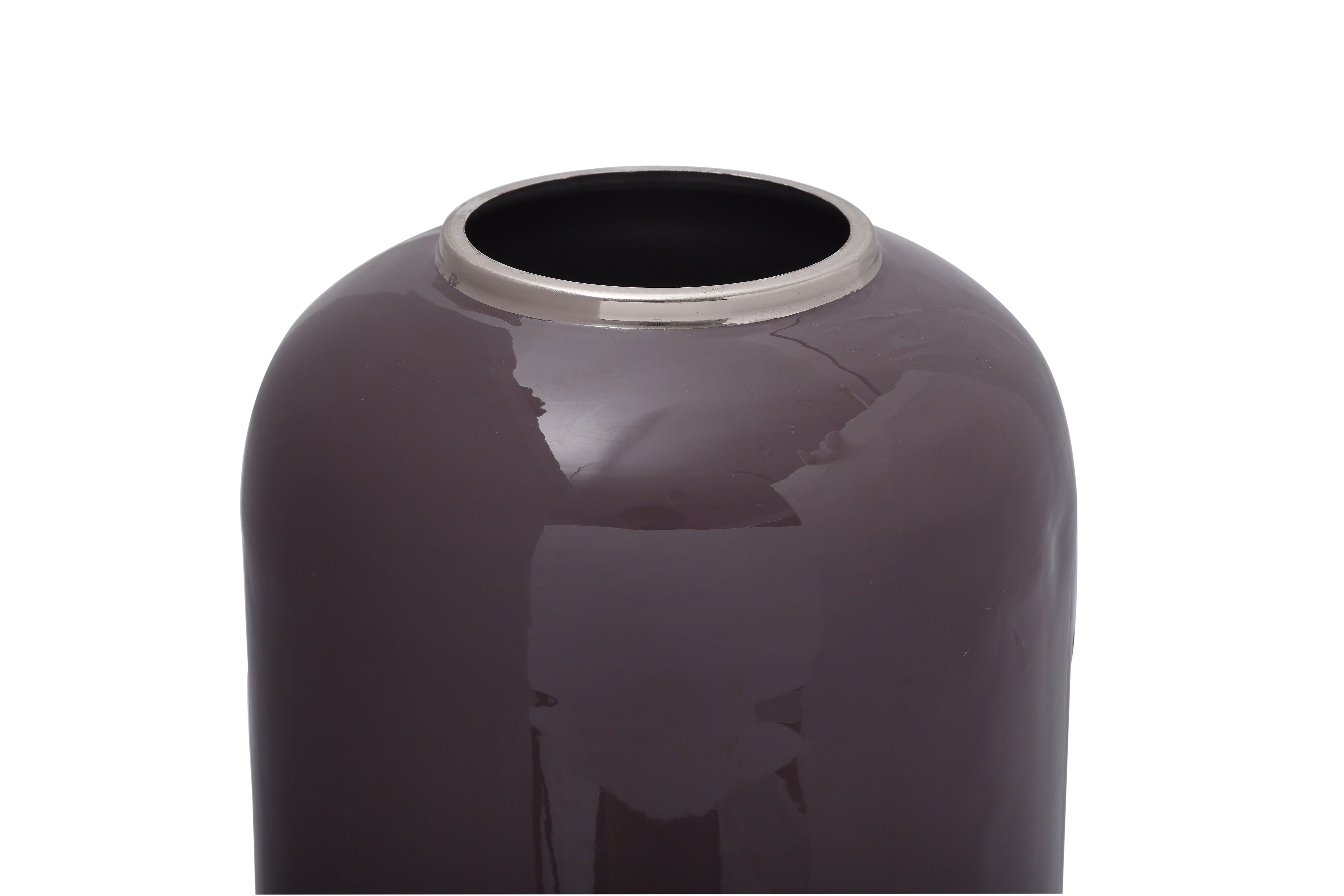 Art Deco Metallvase Dunkellila/Silber