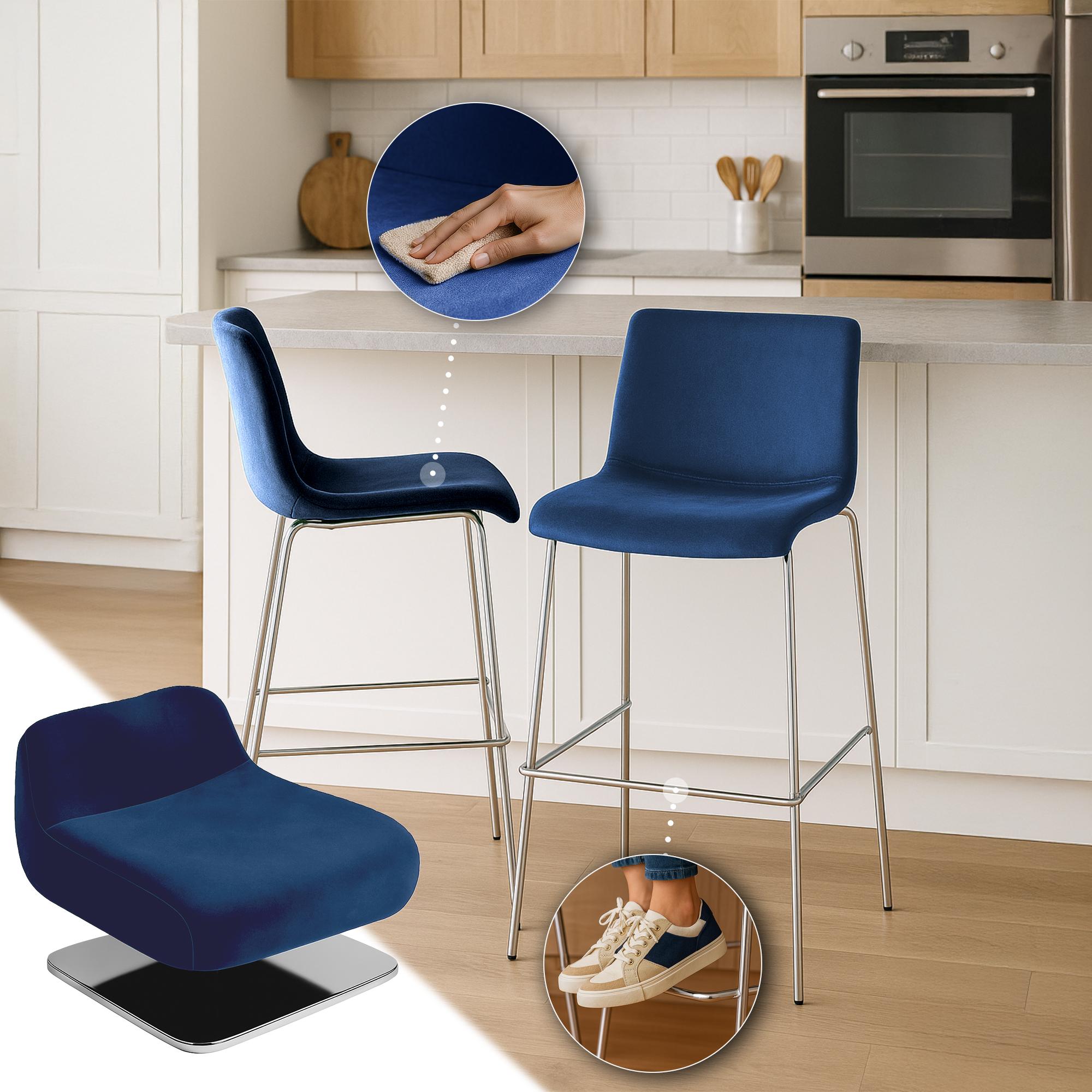 Barhocker Hoover Samt 4-Fuß Chrom