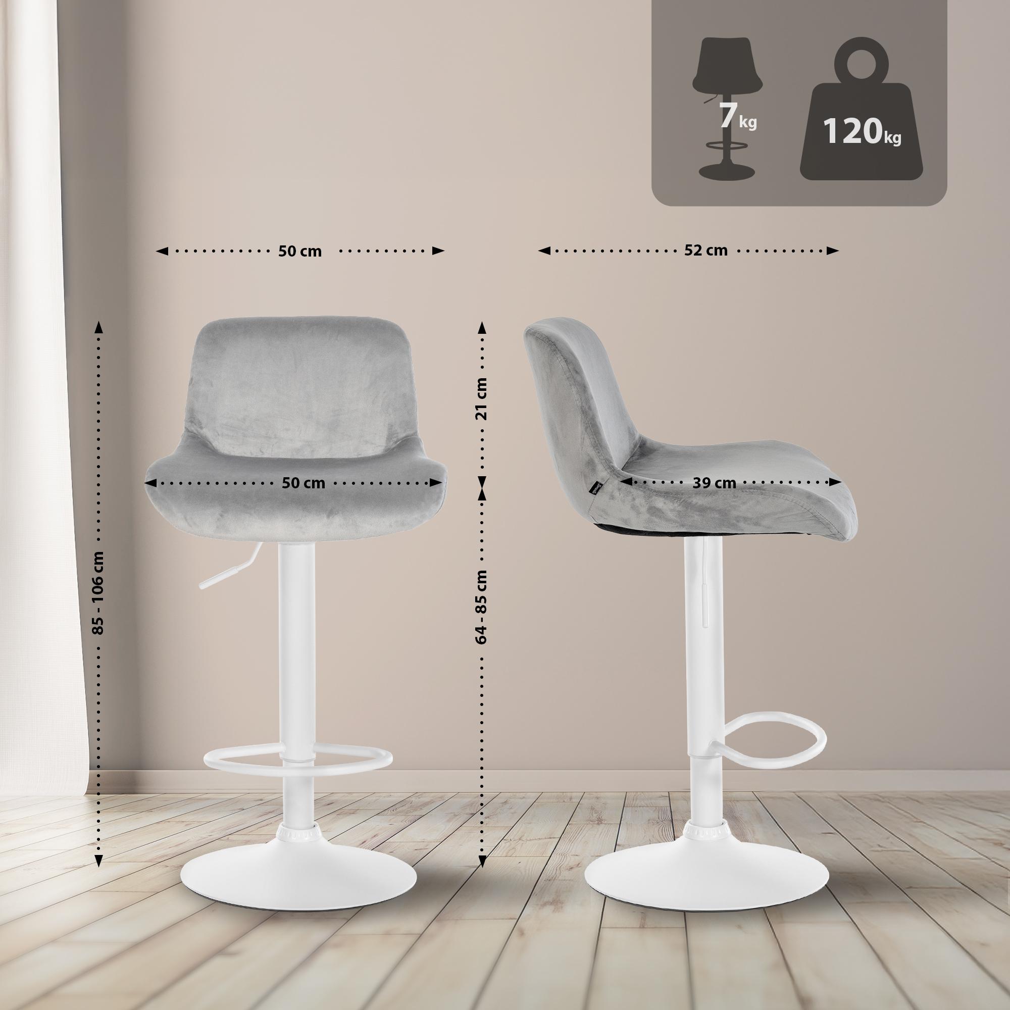 Barhocker Solon Weiß Samt