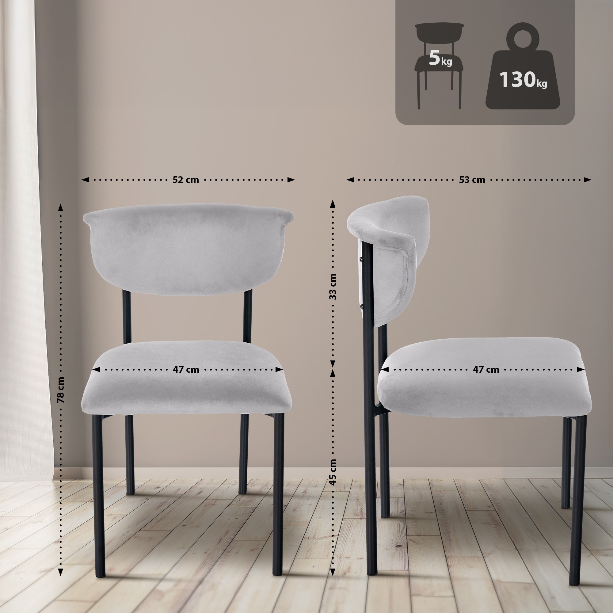 2er Set Besucherstuhl Gambell Samt