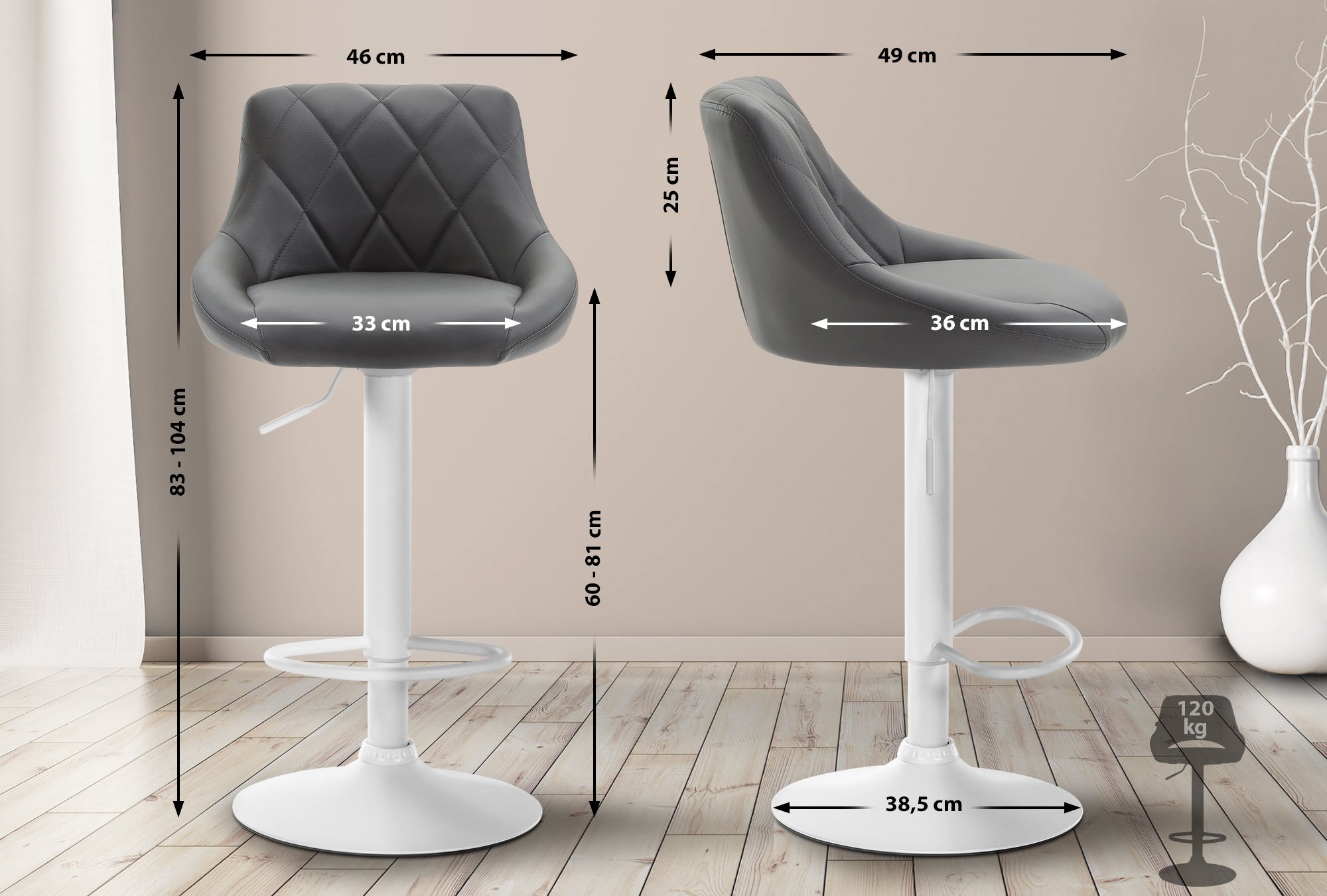 Barhocker Lazio Kunstleder weiß