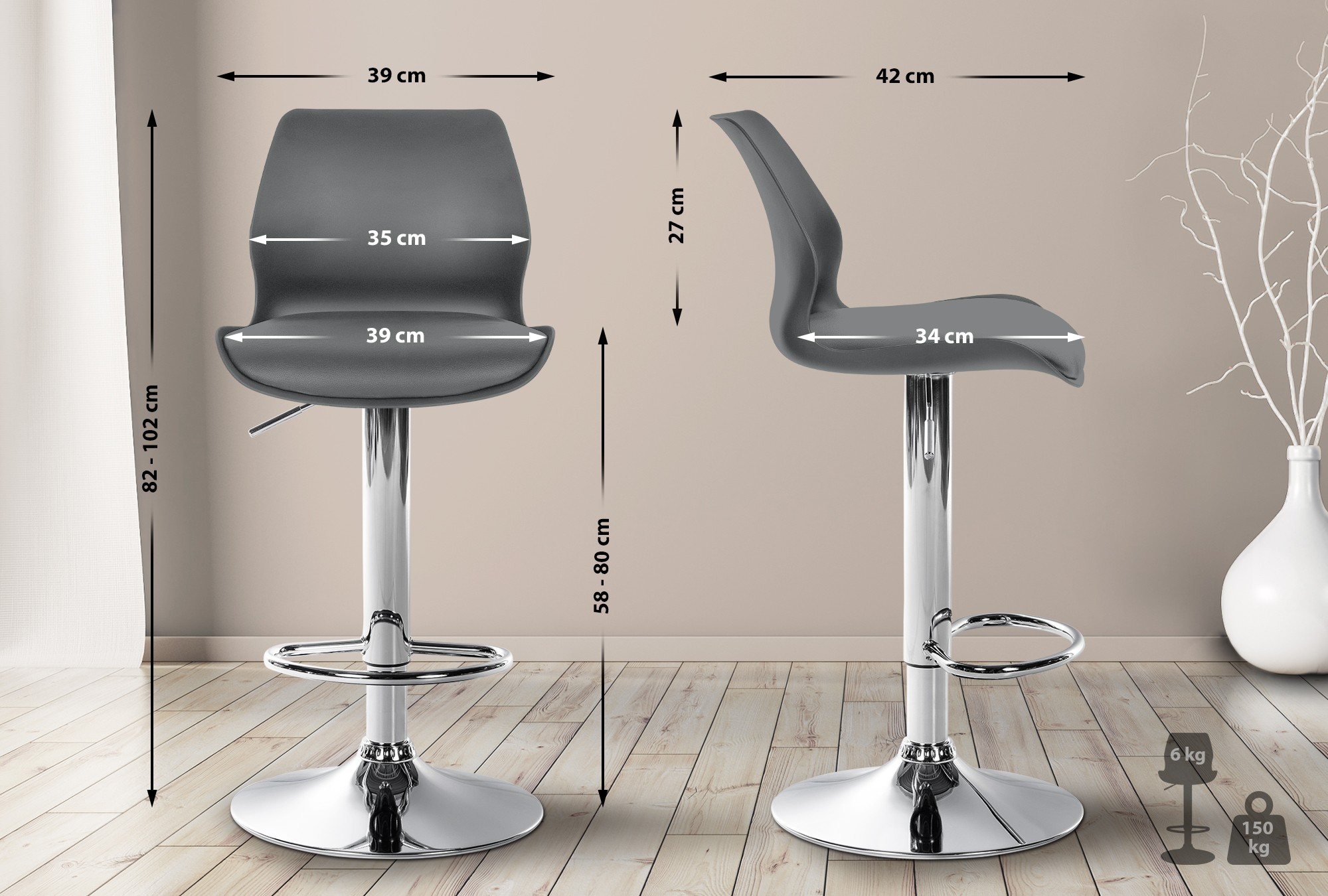 2er Set Barhocker Gilbert Kunststoff