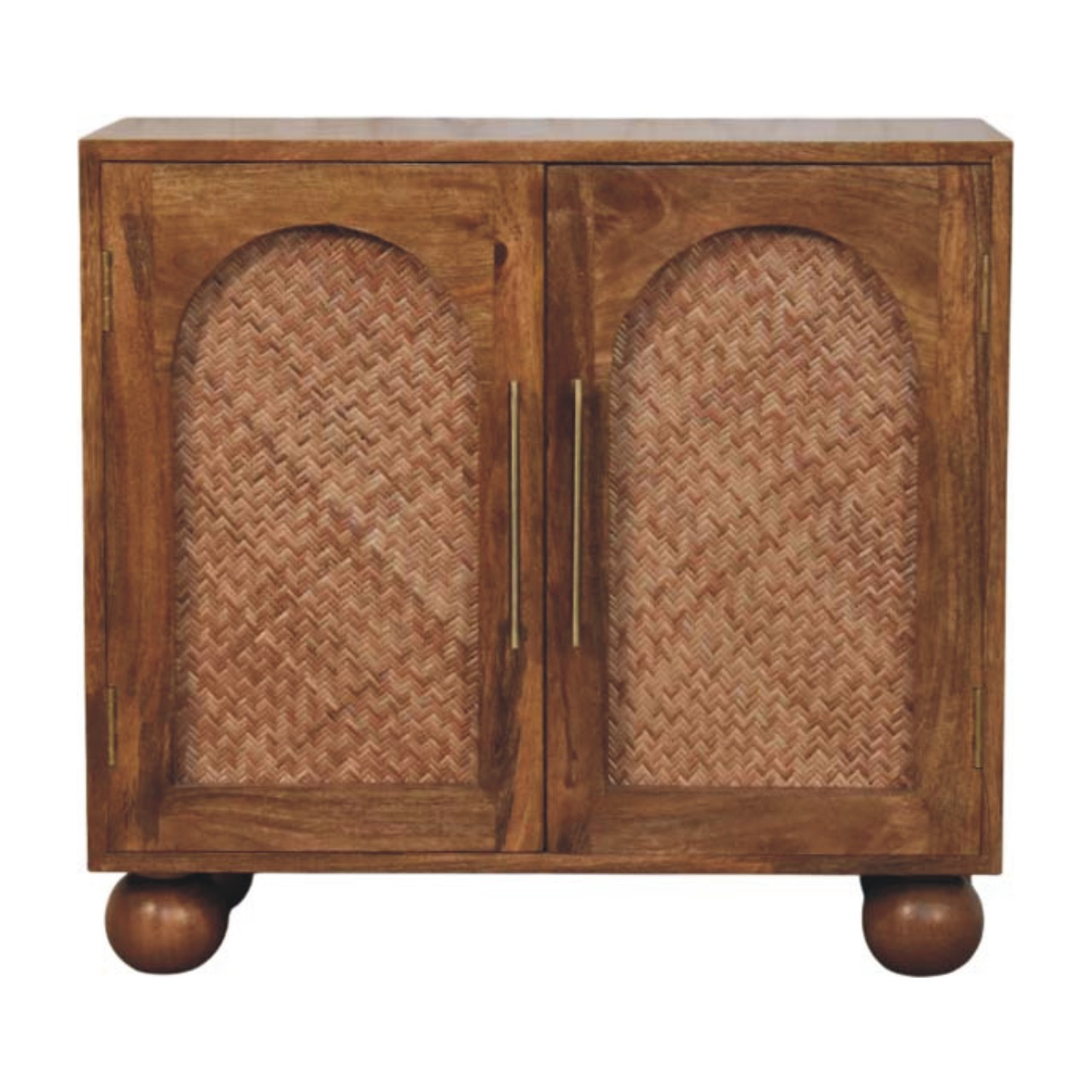 Zweiflügeliges Sideboard aus Rattan mit geschwungenen Fronten