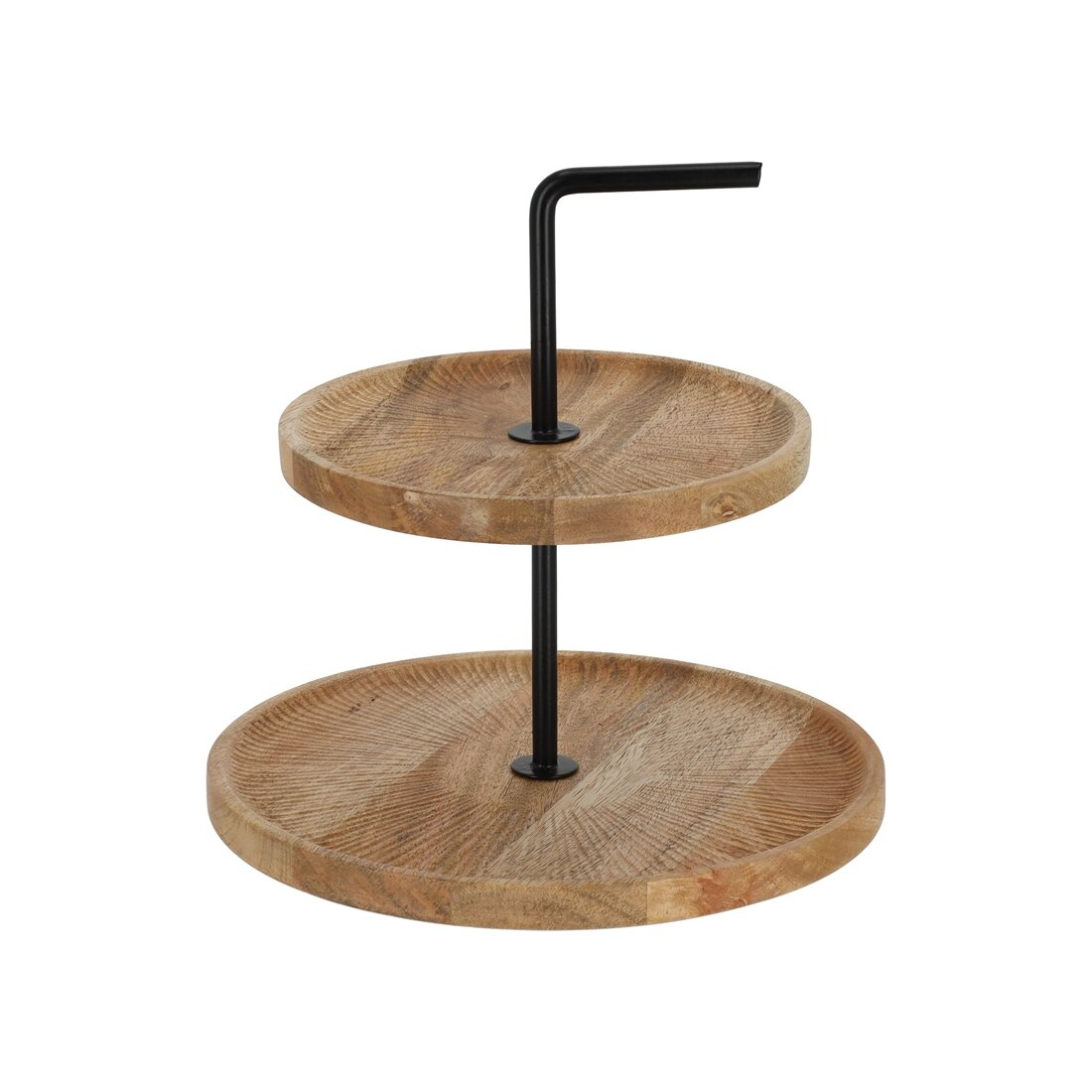 JENS Living Etagere aus Mangoholz & Metall - 2-stufig Ø25cm Rund - Servierständer für Snacks & Deko - Rustikaler Landhausstil - Natur