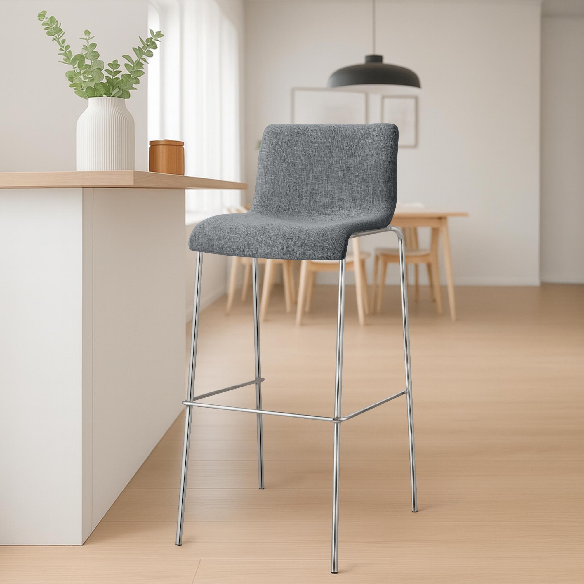 Barhocker Hoover Stoff 4-Fuß Gestell Chrom
