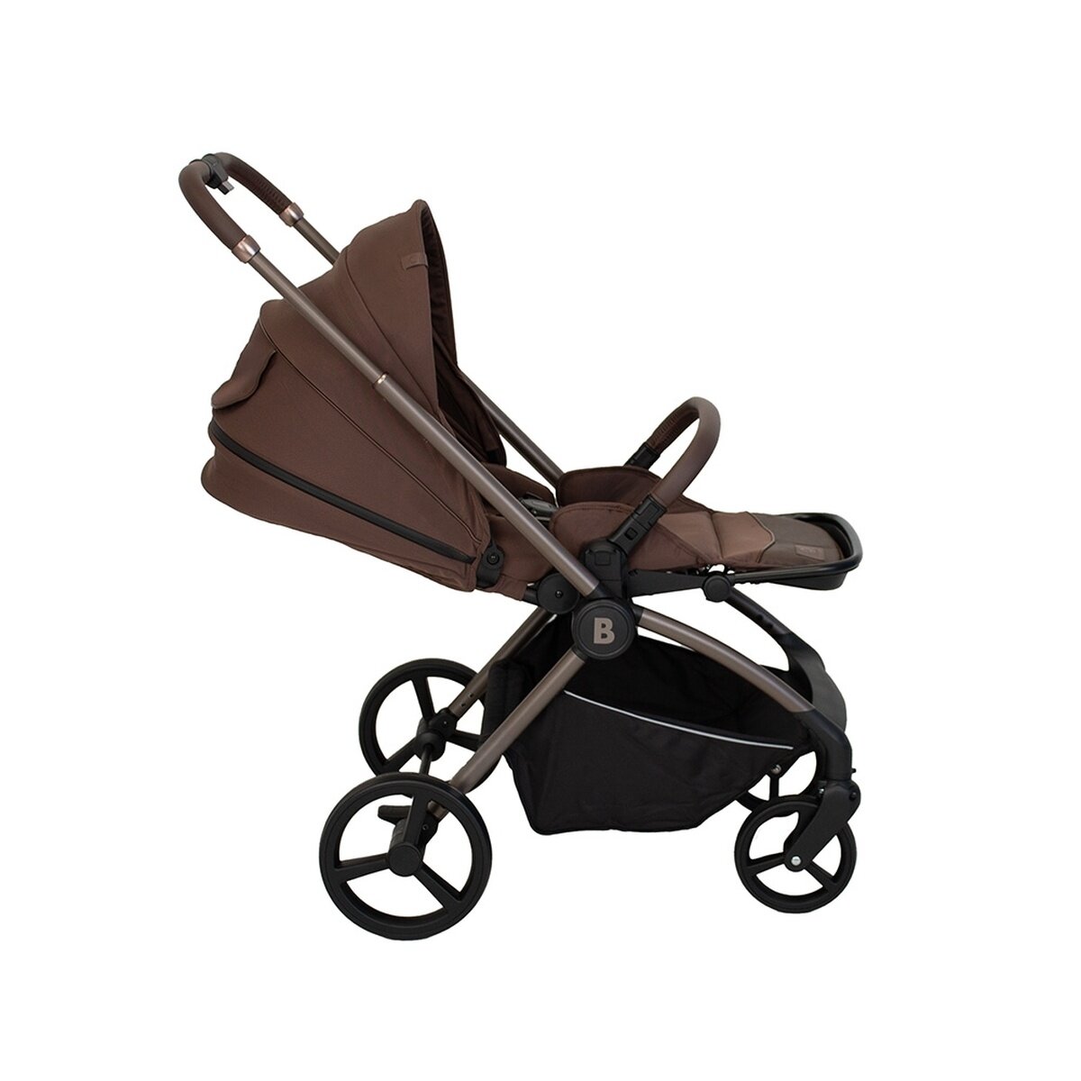 BabyTrold Alex 2in1 Kinderwagen in Chocolate mit Tragewanne, Sitzeinheit und Fußsack