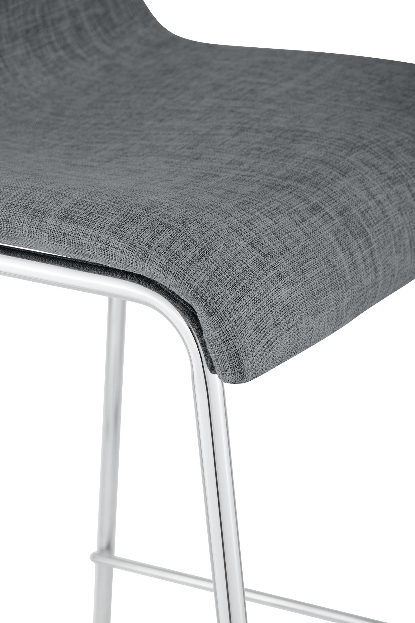 Barhocker Hoover Stoff 4-Fuß Gestell Chrom