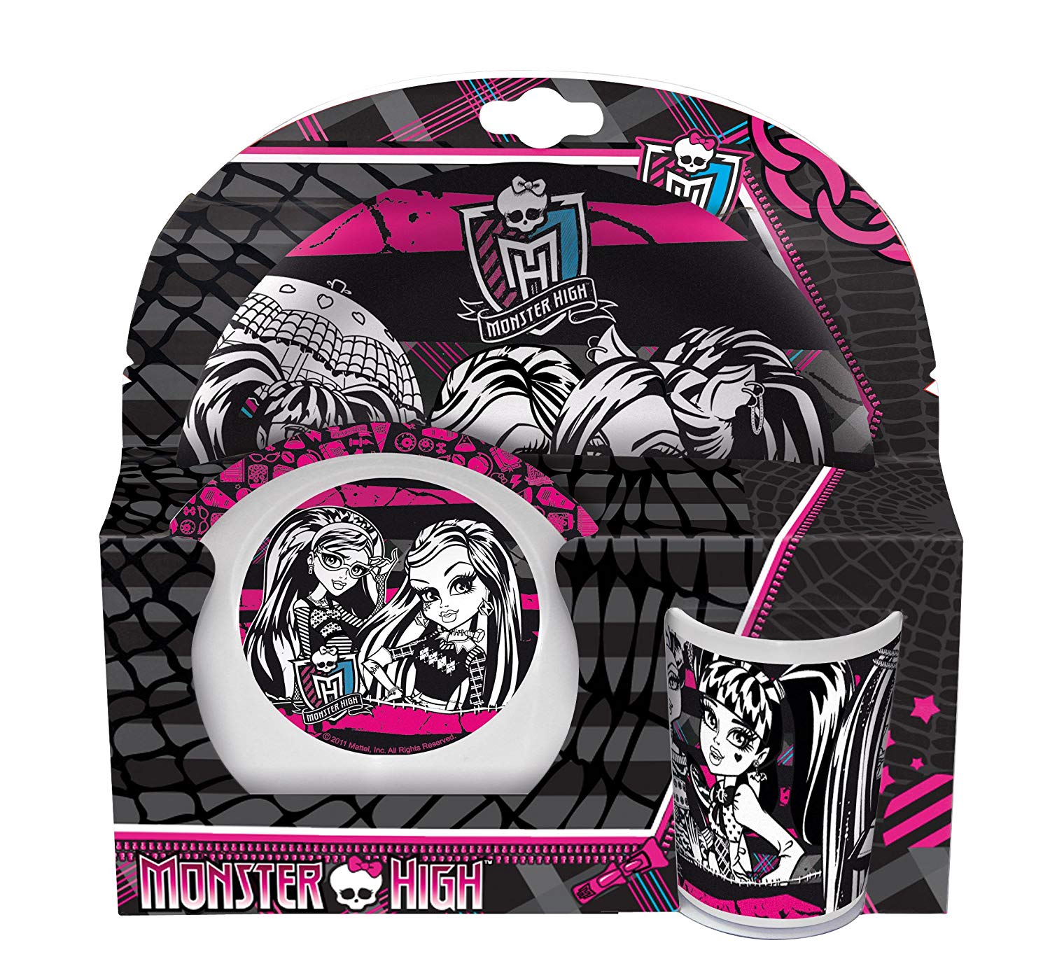 Joy Toy Küchenutensilien Monster High - 3-teiliges Melamin Set