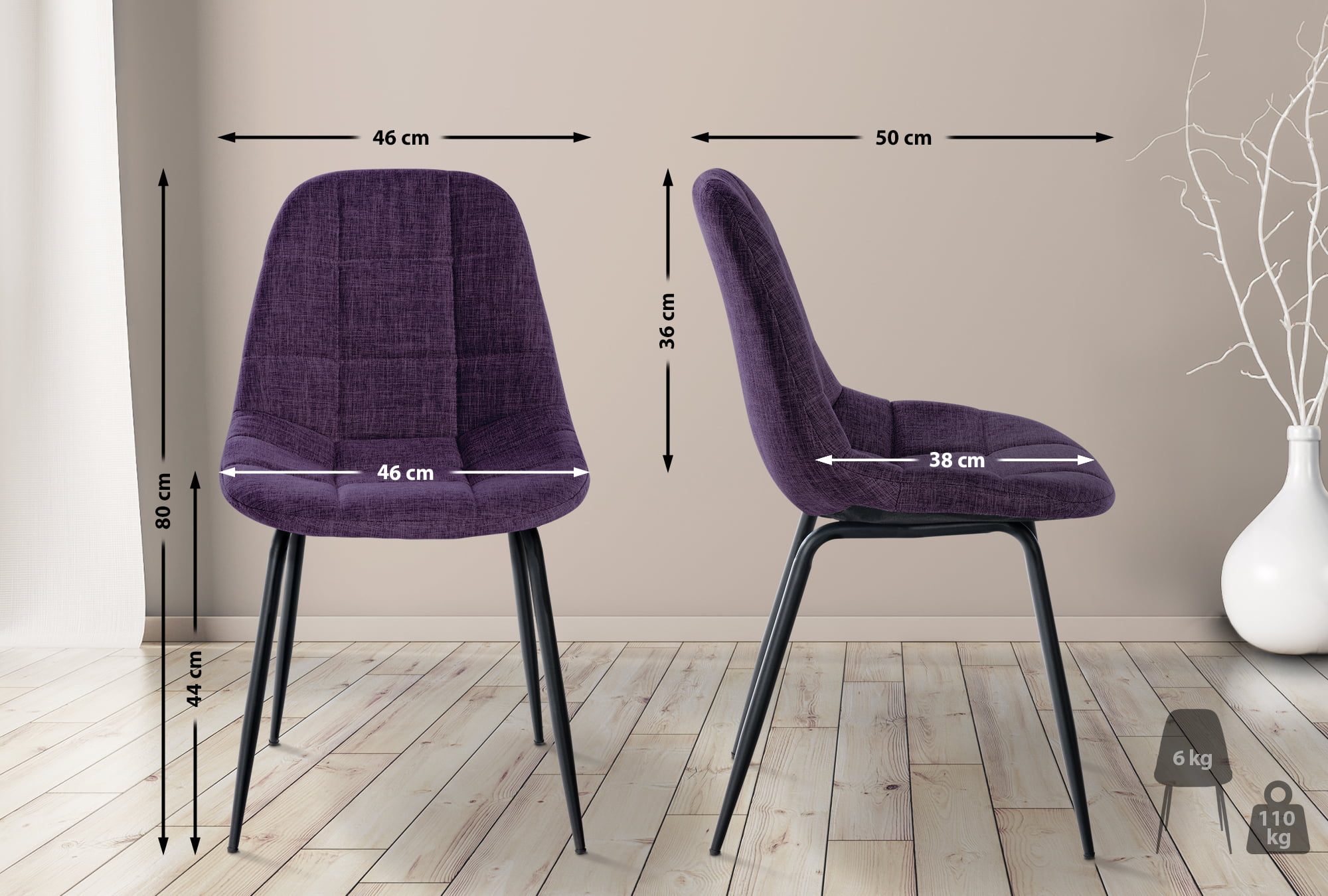 2er Set Stuhl Tom Stoff