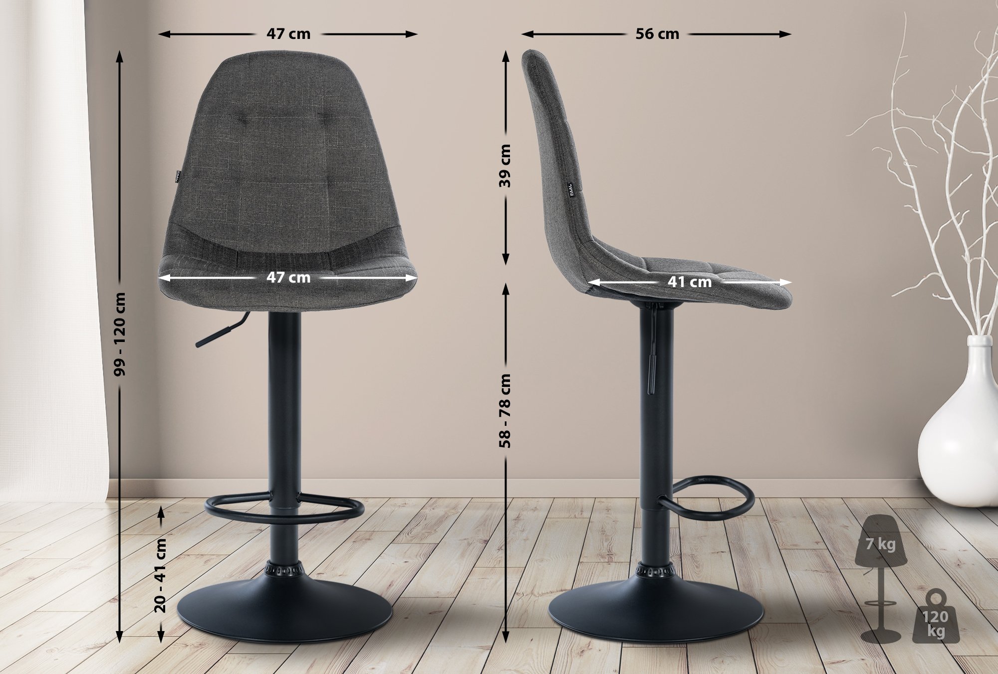 Barhocker Elmore Stoff B